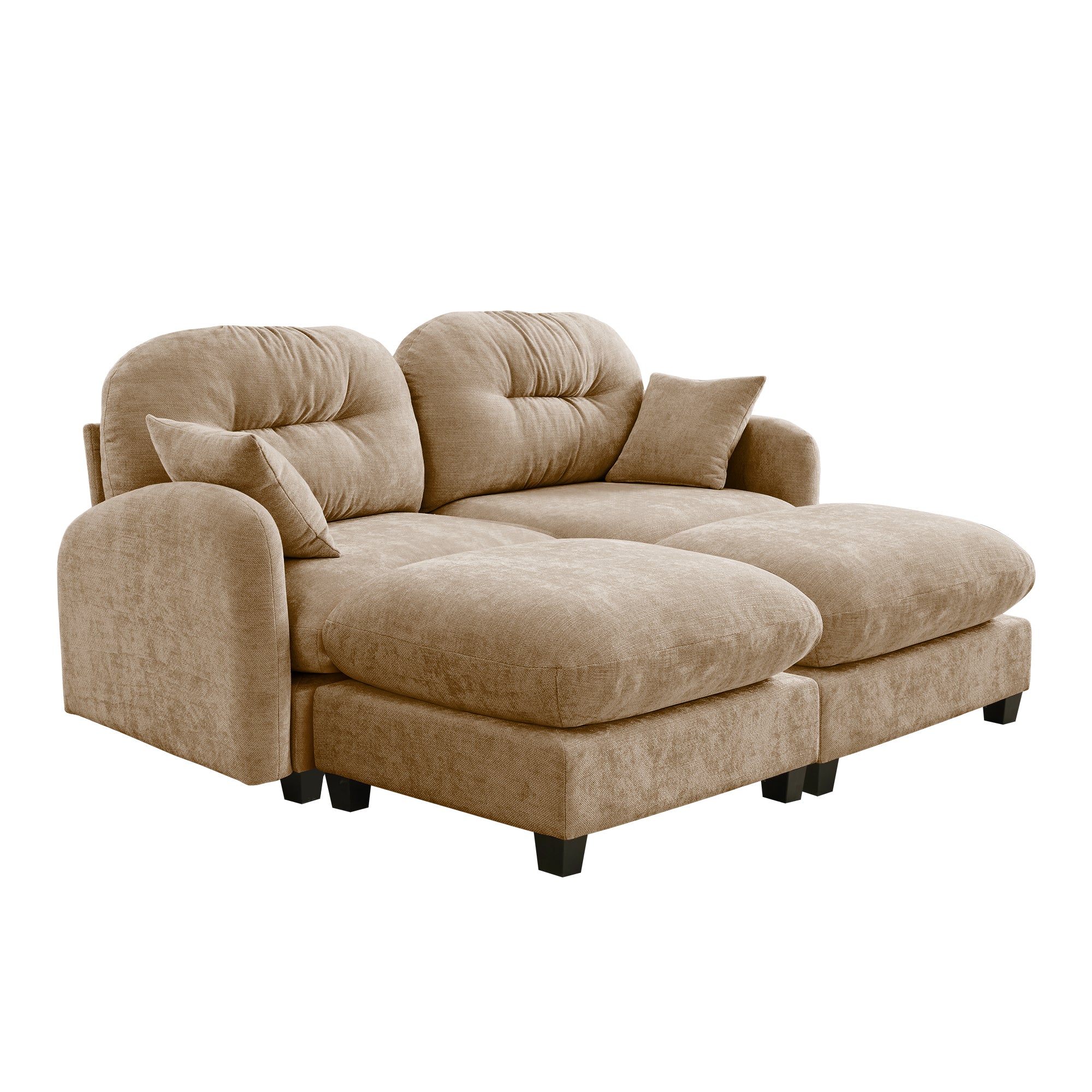 Roselyn 74" 4-Piece Modular Chenille Sofa with Daybed Configuration