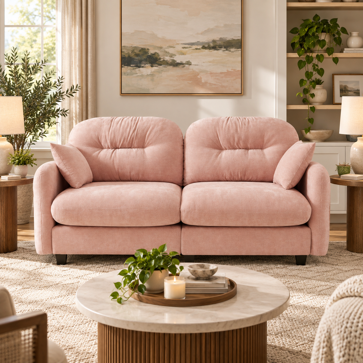 Roselyn 74" Modular Chenille Cloud Loveseat Sofa with Tufted Cushion Backrest