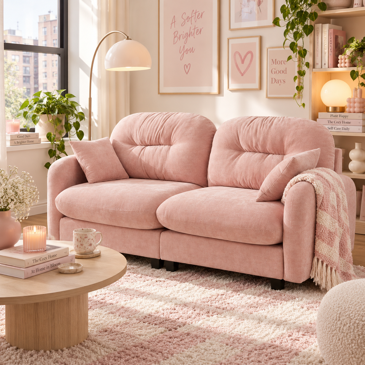 Roselyn 74" Modular Chenille Cloud Loveseat Sofa with Tufted Cushion Backrest