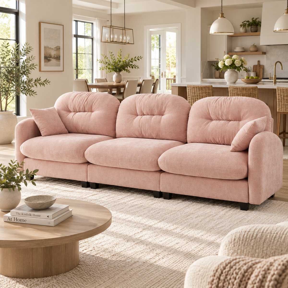 Roselyn 107" Modular Chenille Cloud 3-Seater Sofa with Tufted Cushion Backrest
