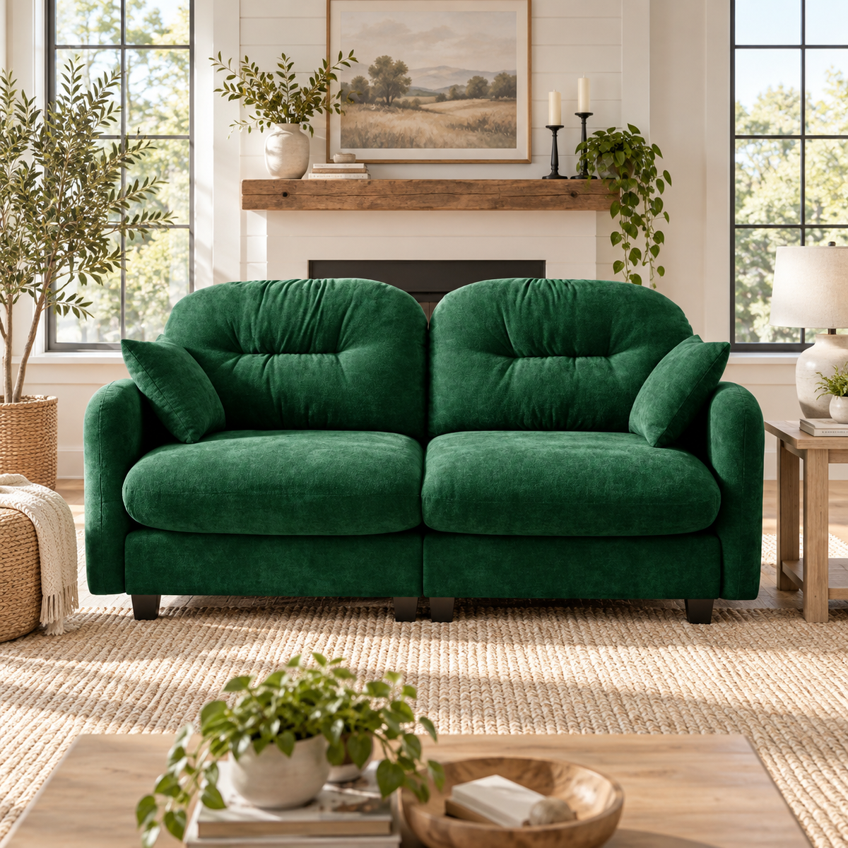 Roselyn 74" Modular Chenille Cloud Loveseat Sofa with Tufted Cushion Backrest