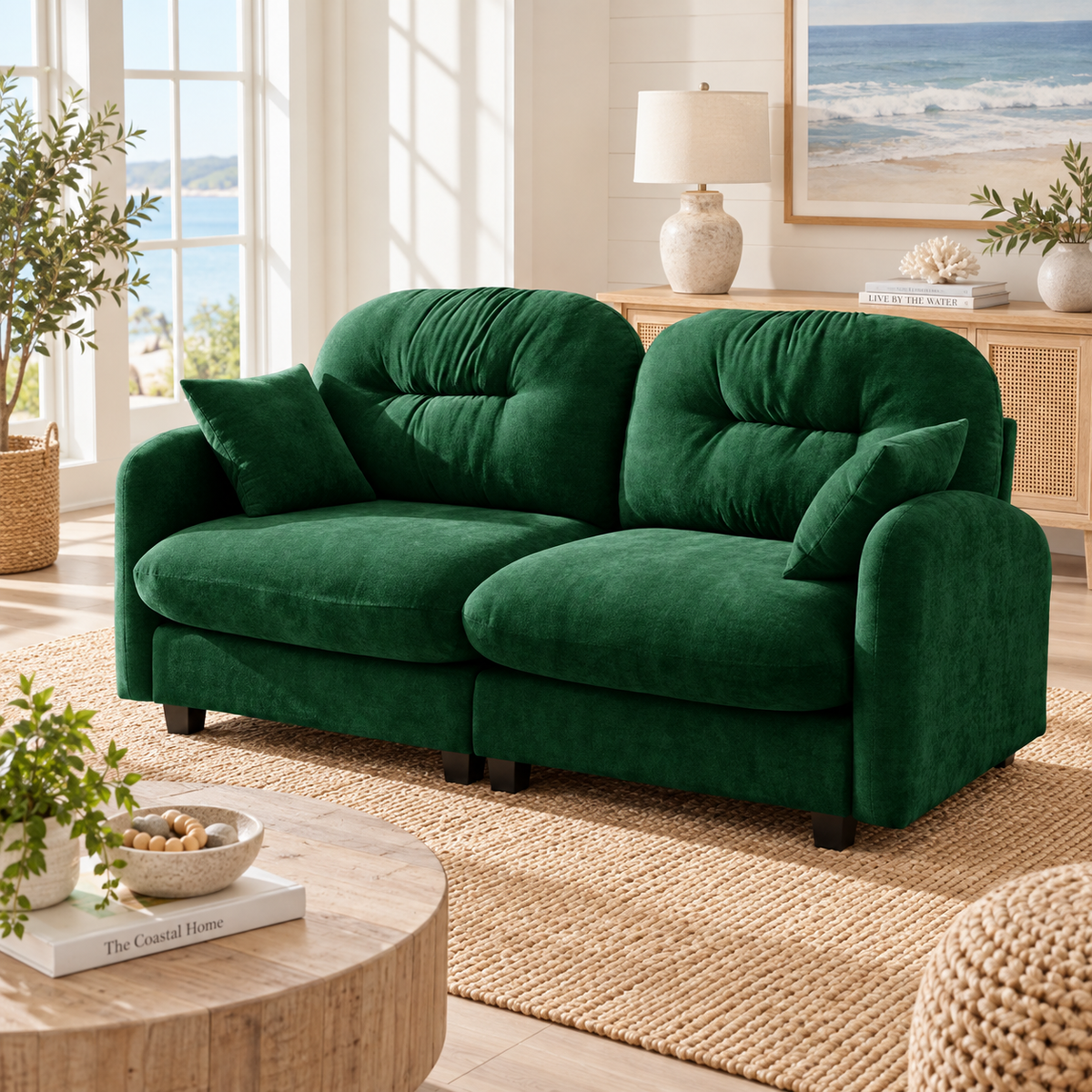 Roselyn 74" Modular Chenille Cloud Loveseat Sofa with Tufted Cushion Backrest
