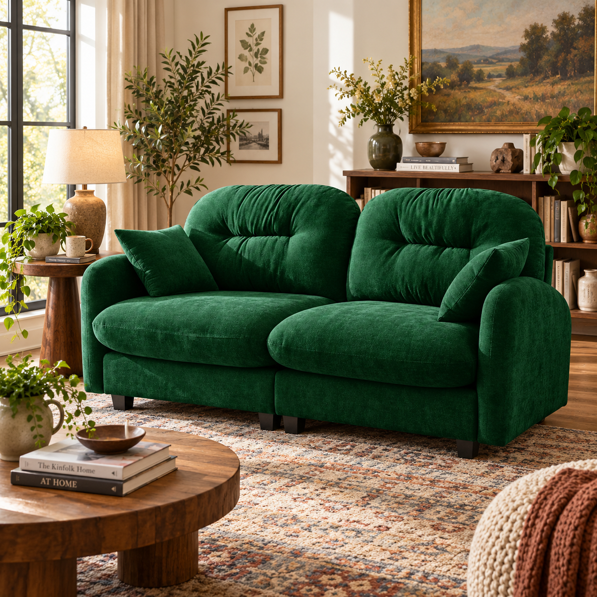 Roselyn 74" Modular Chenille Cloud Loveseat Sofa with Tufted Cushion Backrest