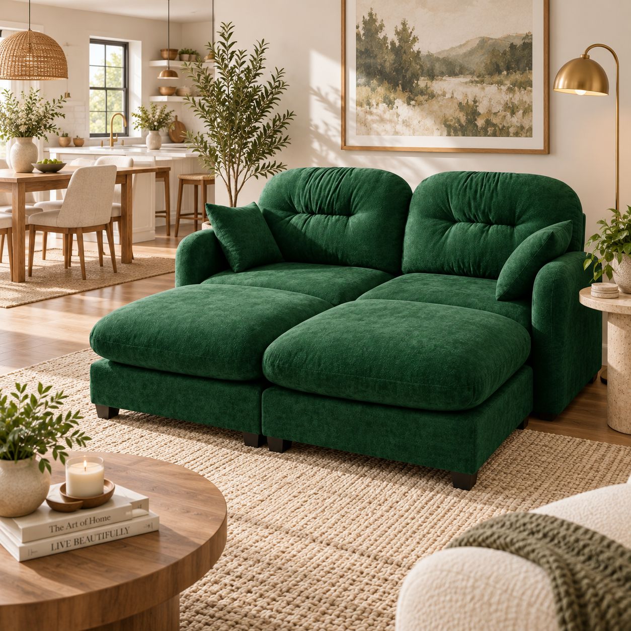 Roselyn 74" 4-Piece Modular Chenille Sofa with Daybed Configuration