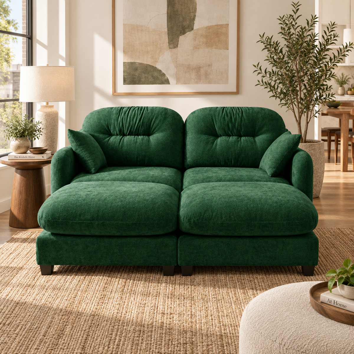 Roselyn 74" 4-Piece Modular Chenille Sofa with Daybed Configuration