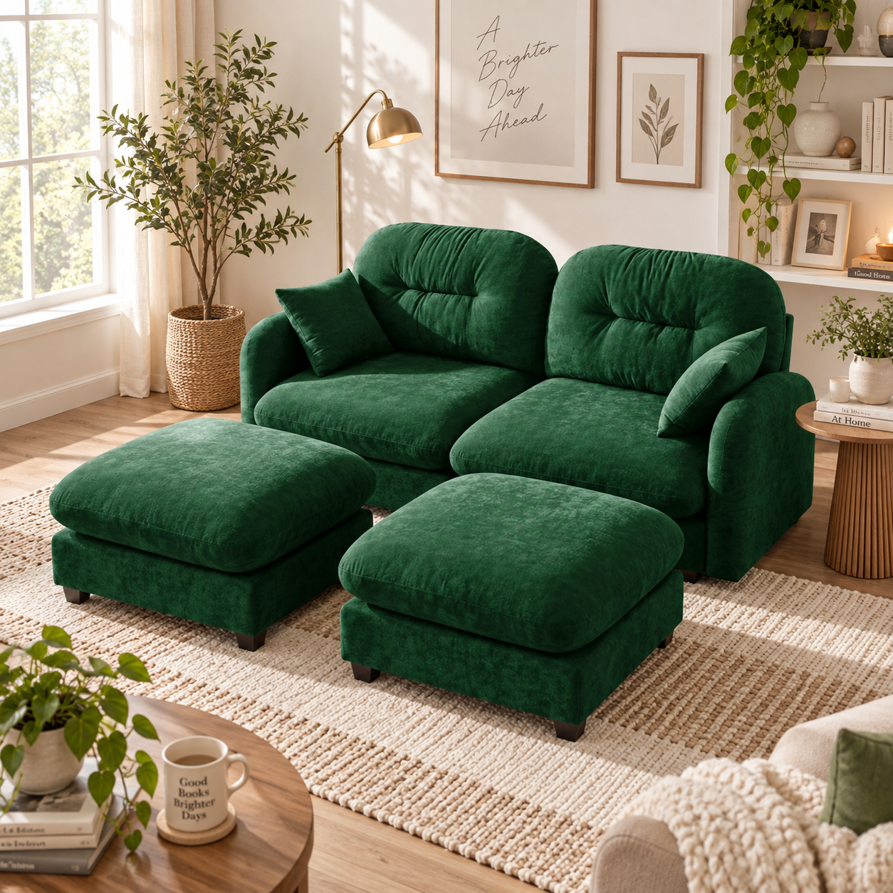 Roselyn 74" 4-Piece Modular Chenille Sofa with Daybed Configuration