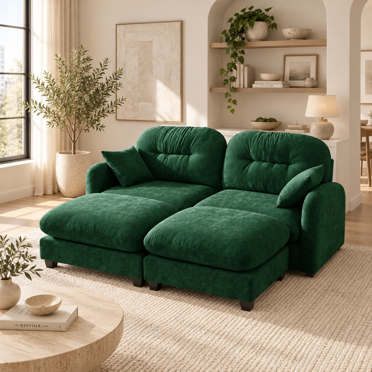 Roselyn 74" 4-Piece Modular Chenille Sofa with Daybed Configuration