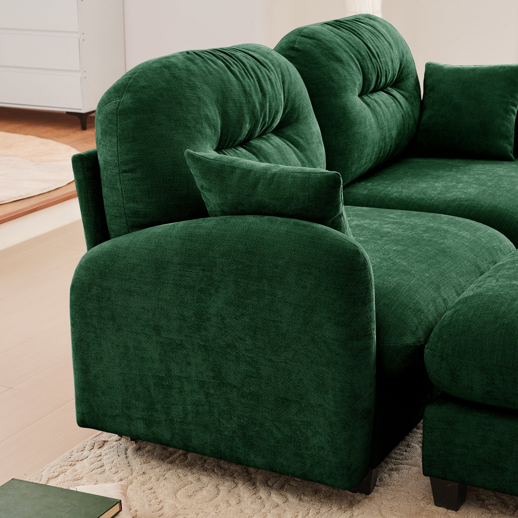 Roselyn 74" 4-Piece Modular Chenille Sofa with Daybed Configuration