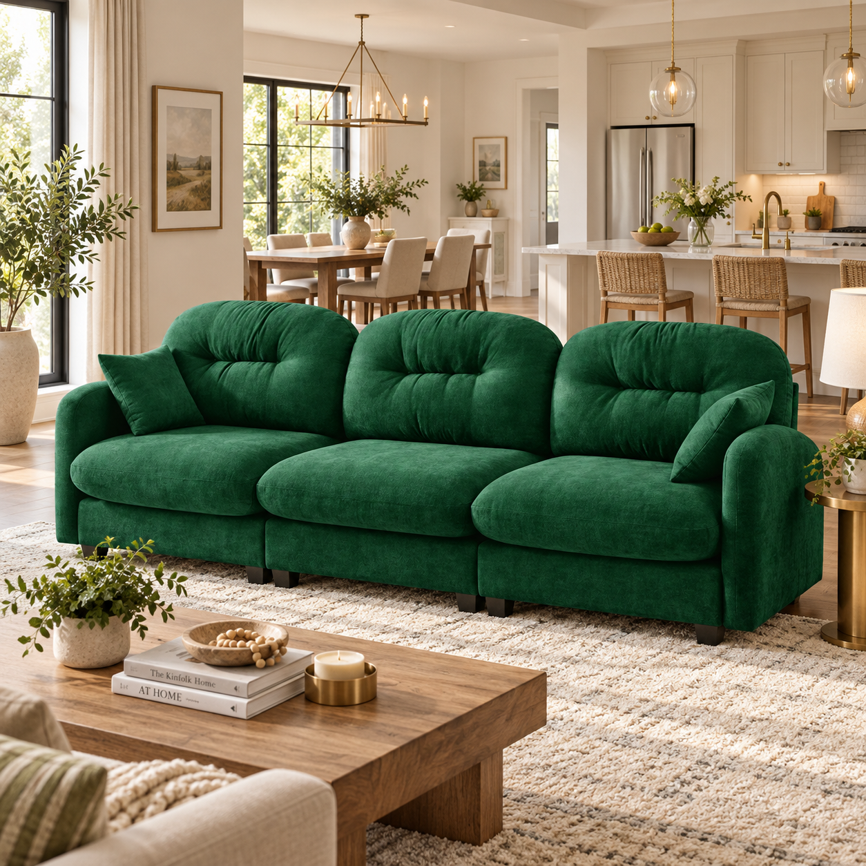 Roselyn 107" Modular Chenille Cloud 3-Seater Sofa with Tufted Cushion Backrest