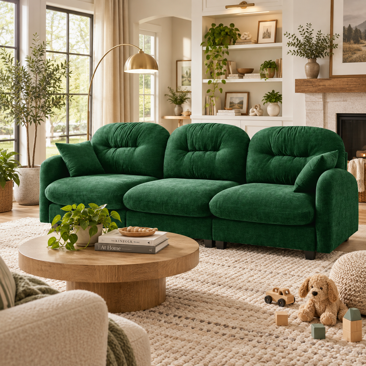 Roselyn 107" Modular Chenille Cloud 3-Seater Sofa with Tufted Cushion Backrest
