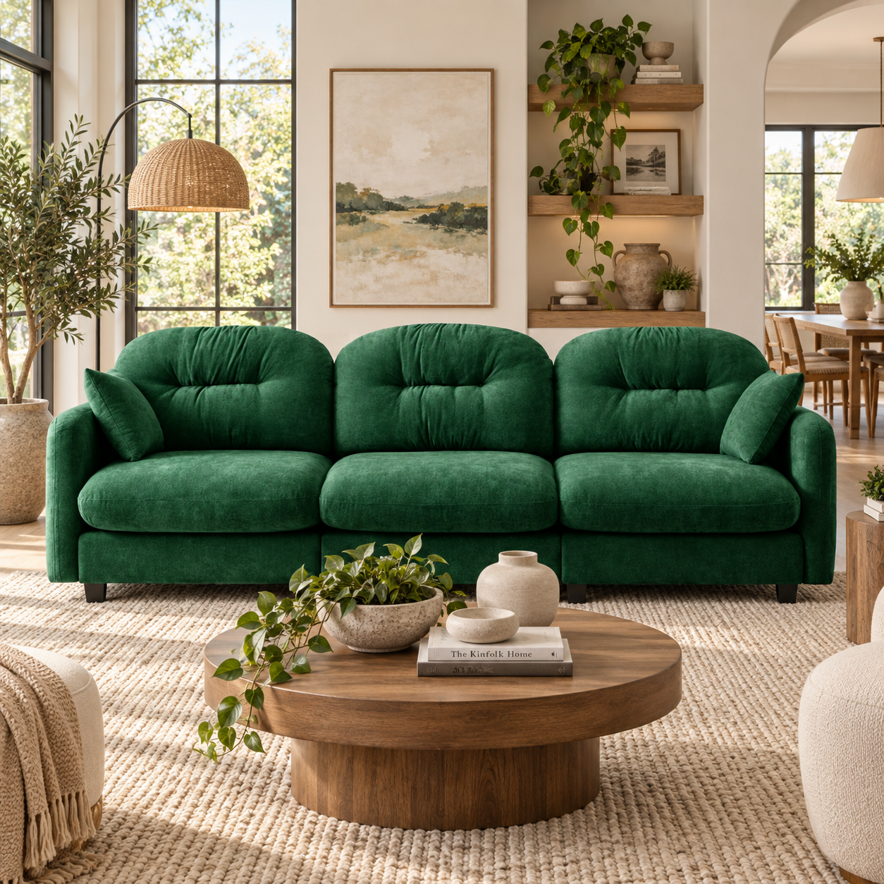 Roselyn 107" Modular Chenille Cloud 3-Seater Sofa with Tufted Cushion Backrest