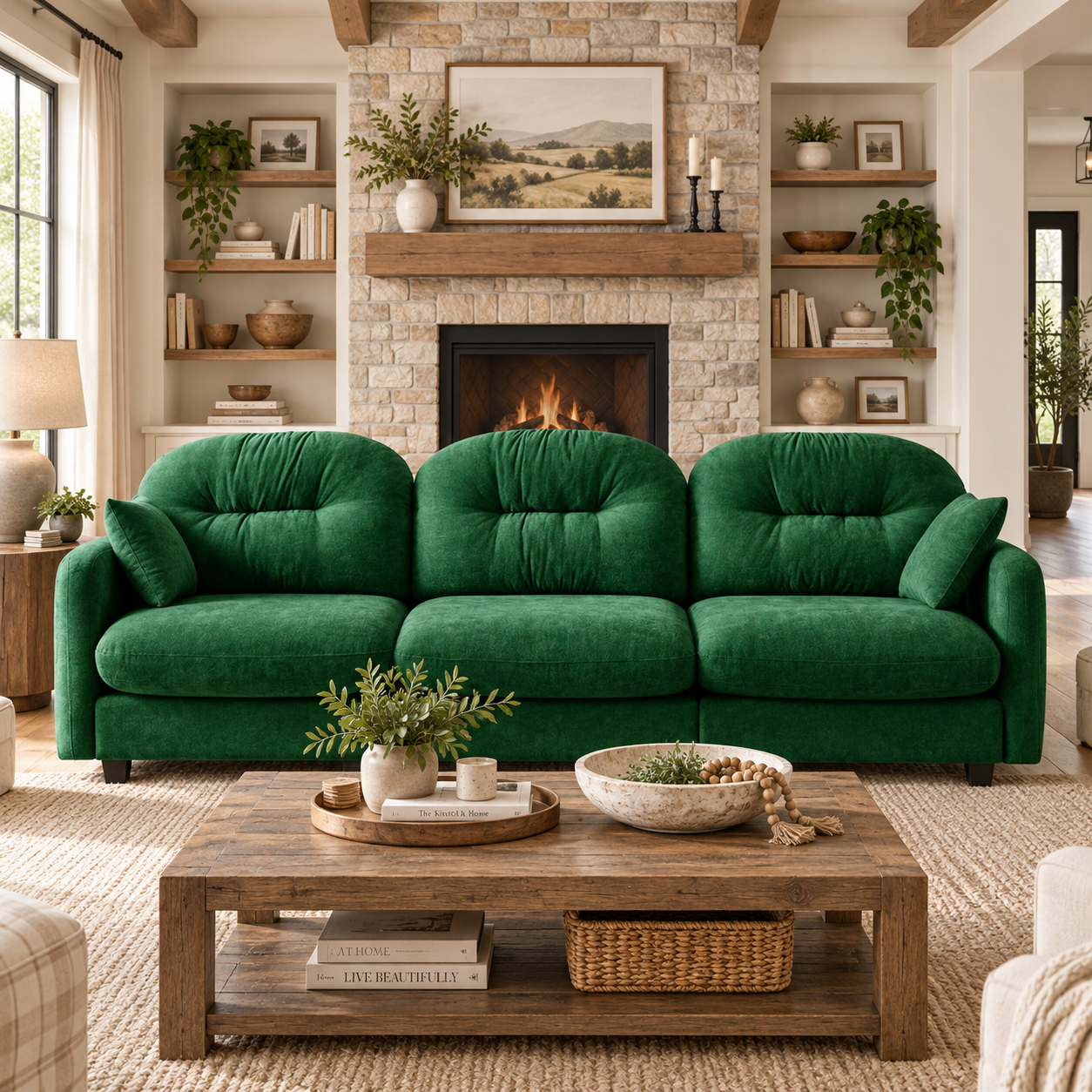 Roselyn 107" Modular Chenille Cloud 3-Seater Sofa with Tufted Cushion Backrest
