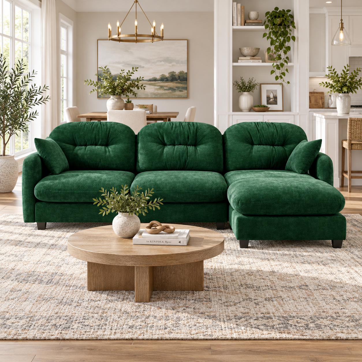 Roselyn 107" Modular Chenille Cloud L-Shaped Sectional Sofa with Ottoman