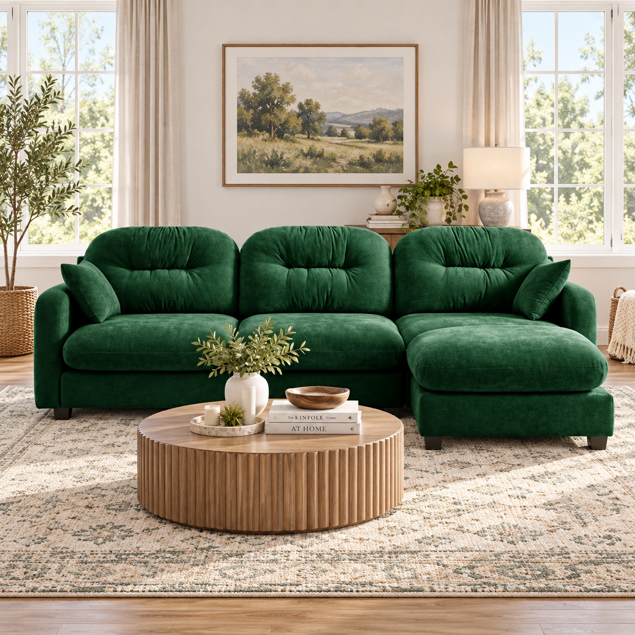 Roselyn 107" Modular Chenille Cloud L-Shaped Sectional Sofa with Ottoman