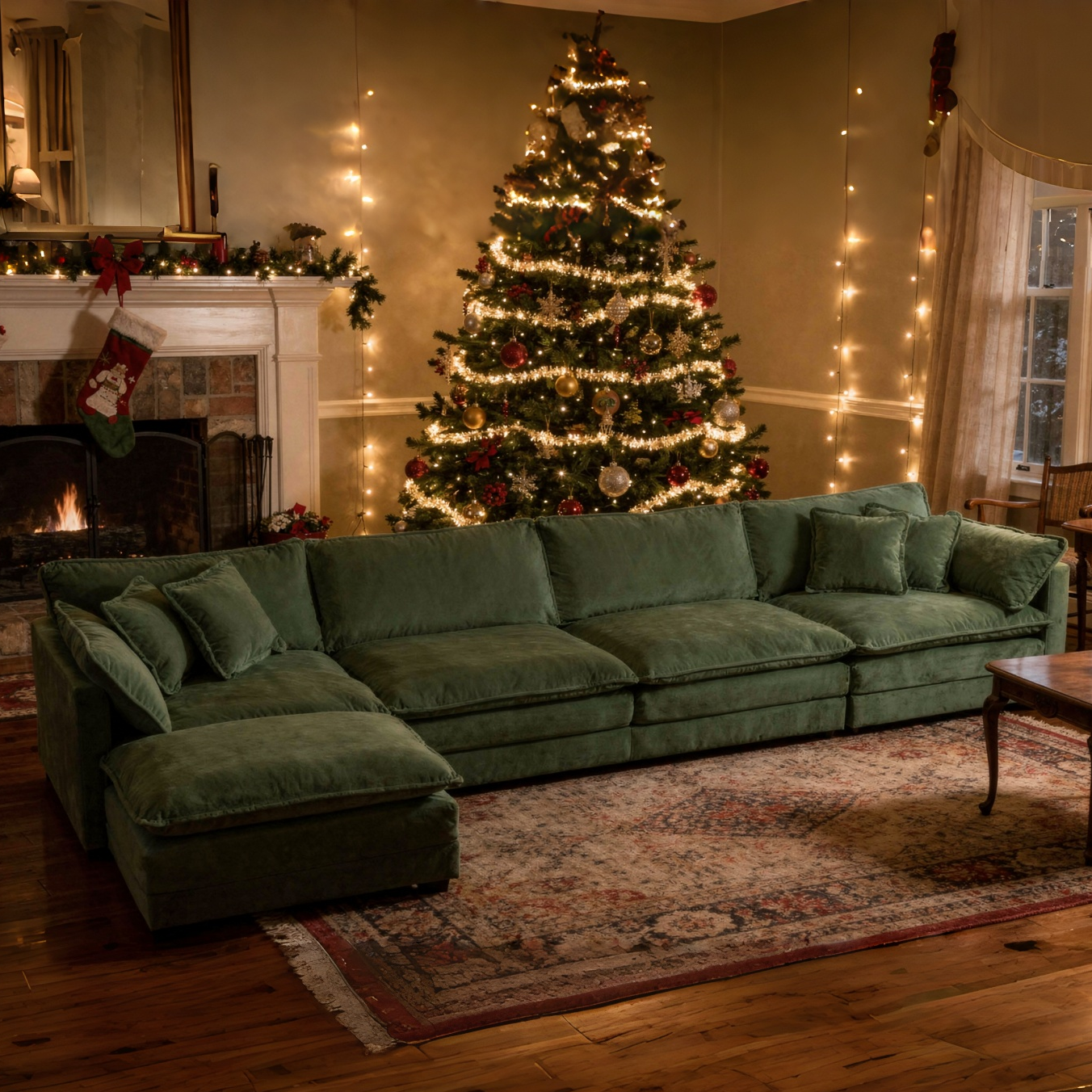 Fremont 147" Modular Chenille Upholstered L-Shaped Sectional Sofa with Ottoman