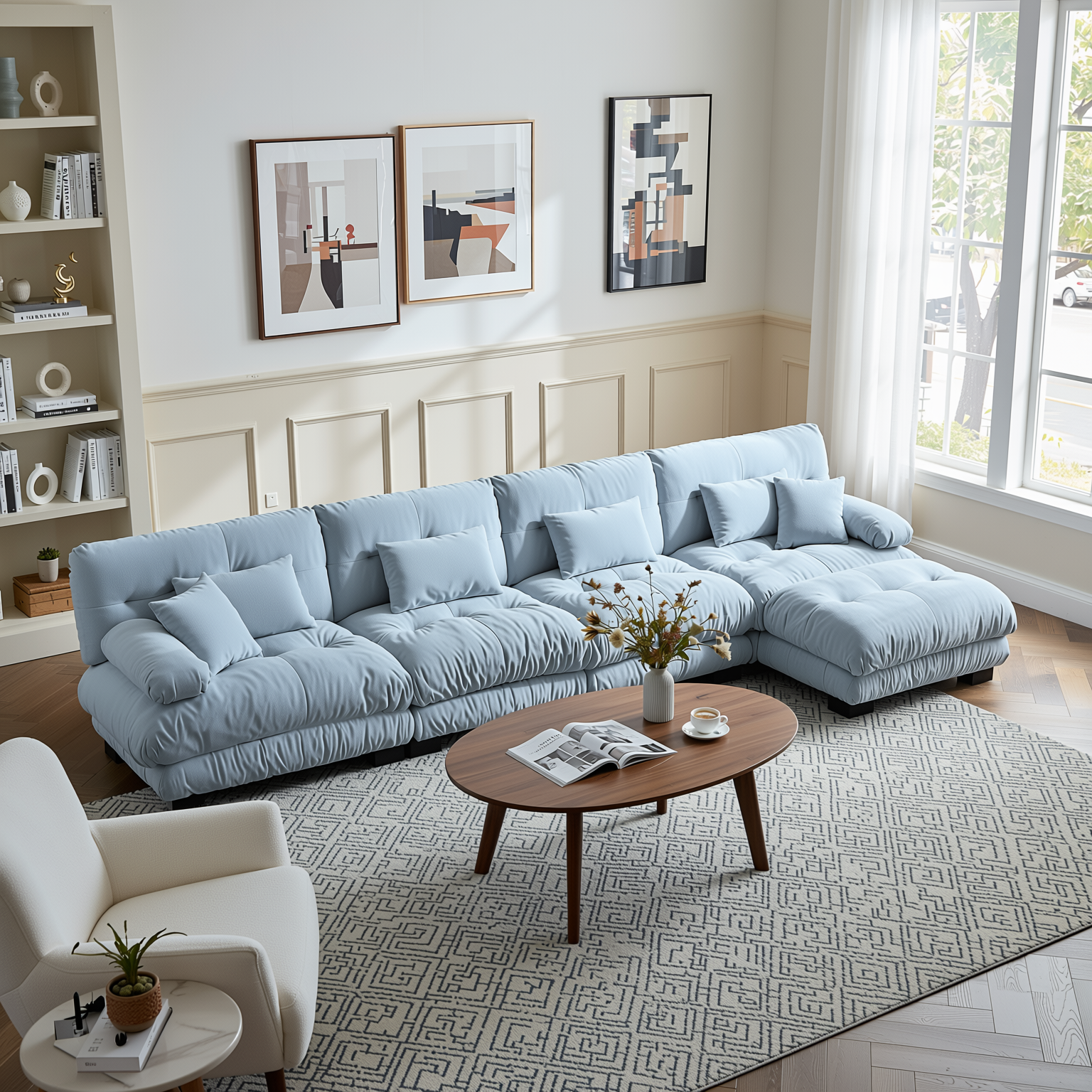 Monterey 173" Oversized Modular Chenille L-Shaped Cloud Sectional Sofa with Ottoman