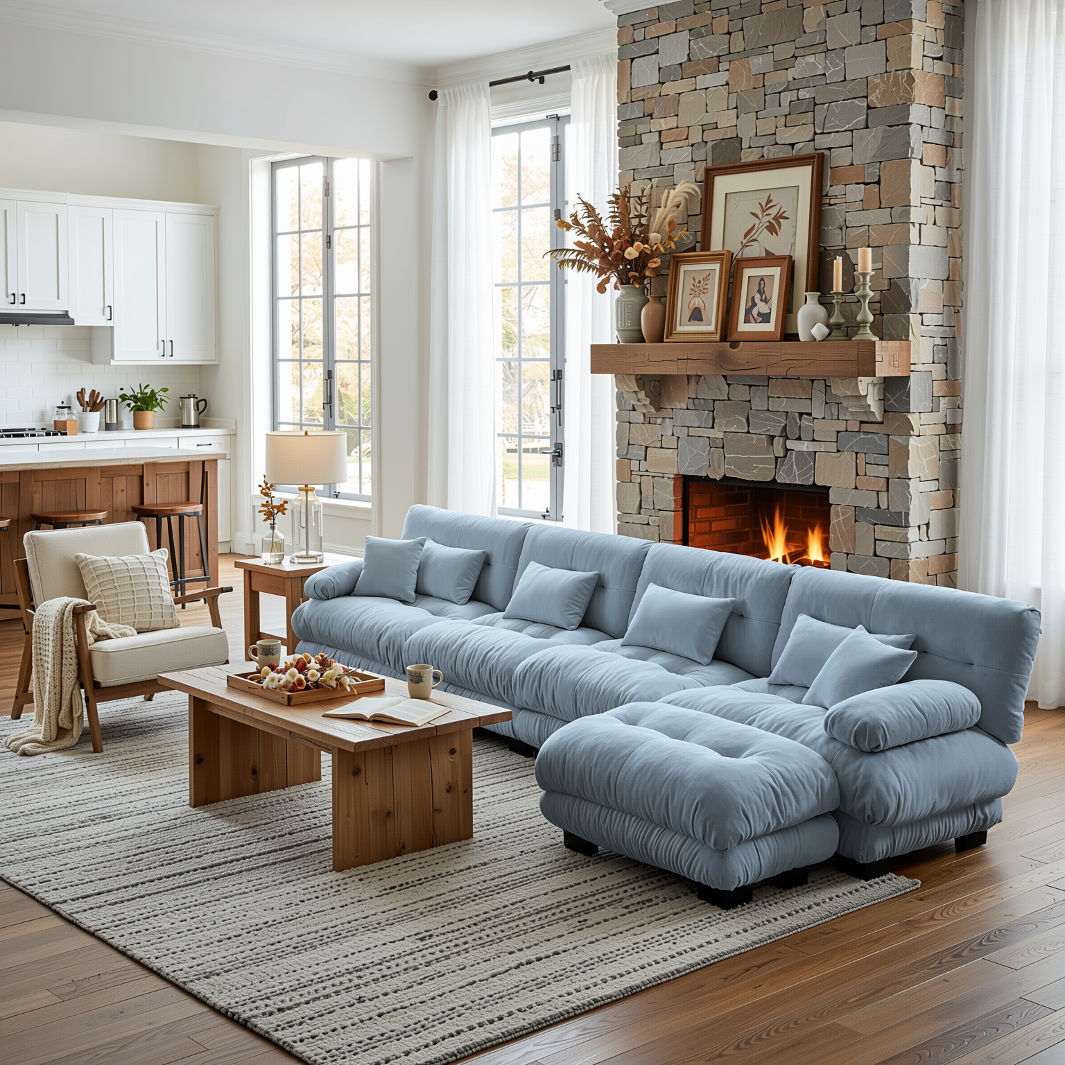 Monterey 173" Oversized Modular Chenille L-Shaped Cloud Sectional Sofa with Ottoman