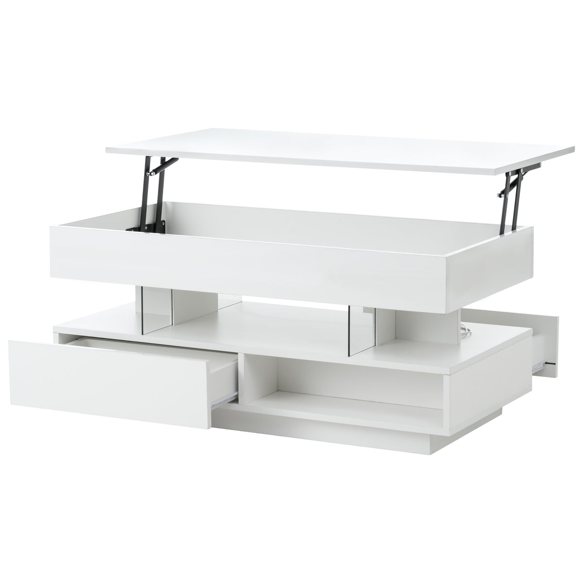 Aureon 39" Modern Lift Top Coffee Table with Storage and LED Lights