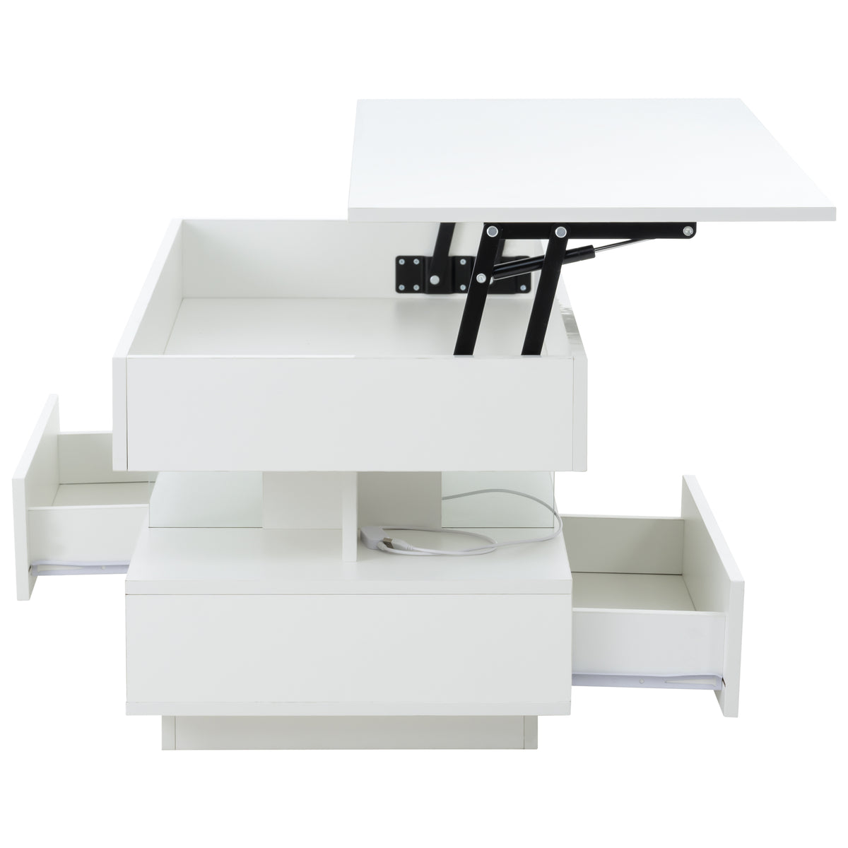 Aureon 39" Modern Lift Top Coffee Table with Storage and LED Lights