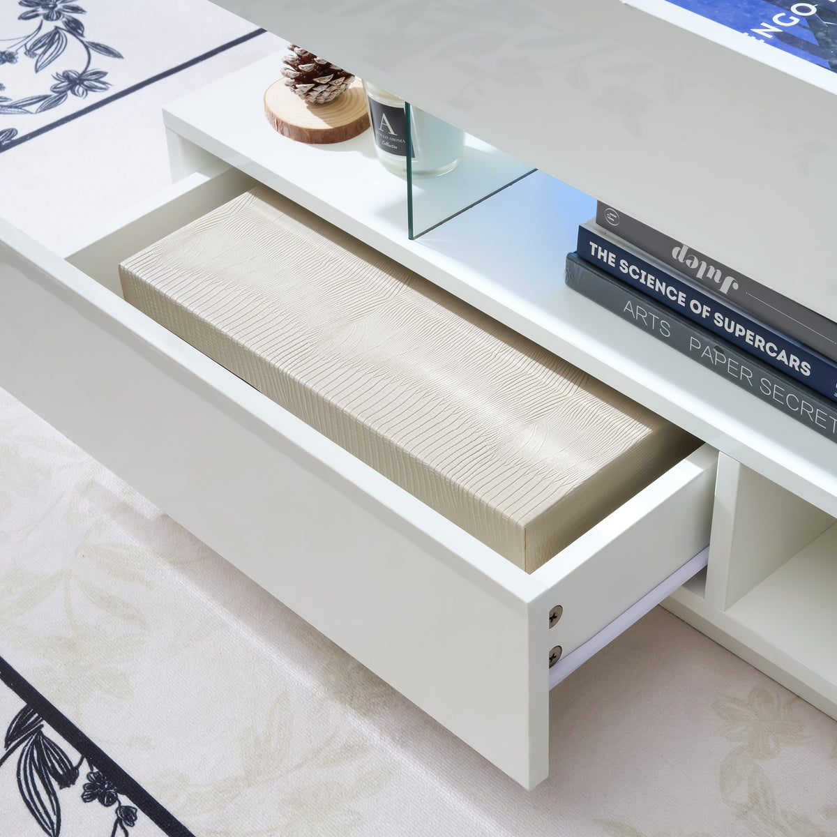 Aureon 39" Modern Lift Top Coffee Table with Storage and LED Lights