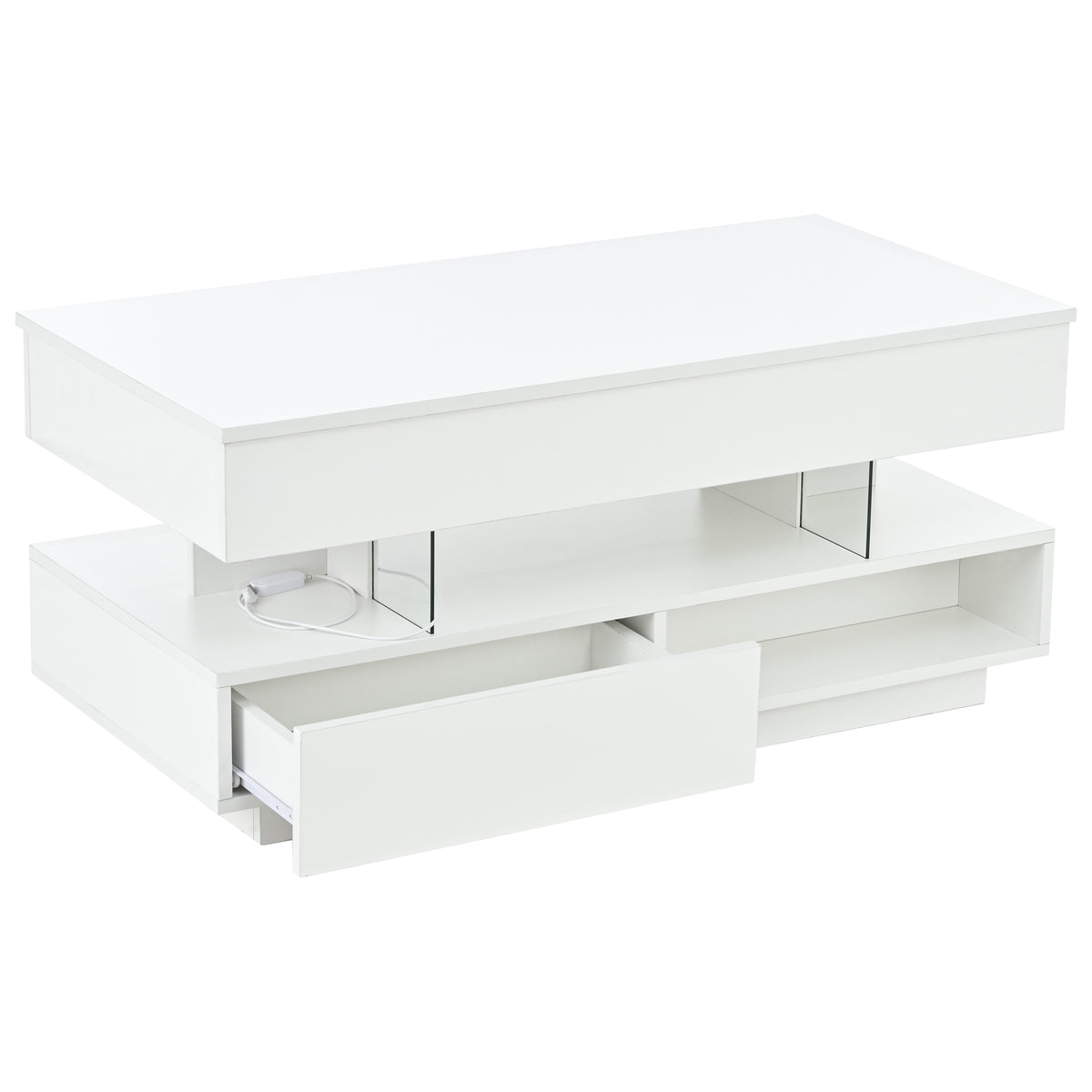 Aureon 39" Modern Lift Top Coffee Table with Storage and LED Lights