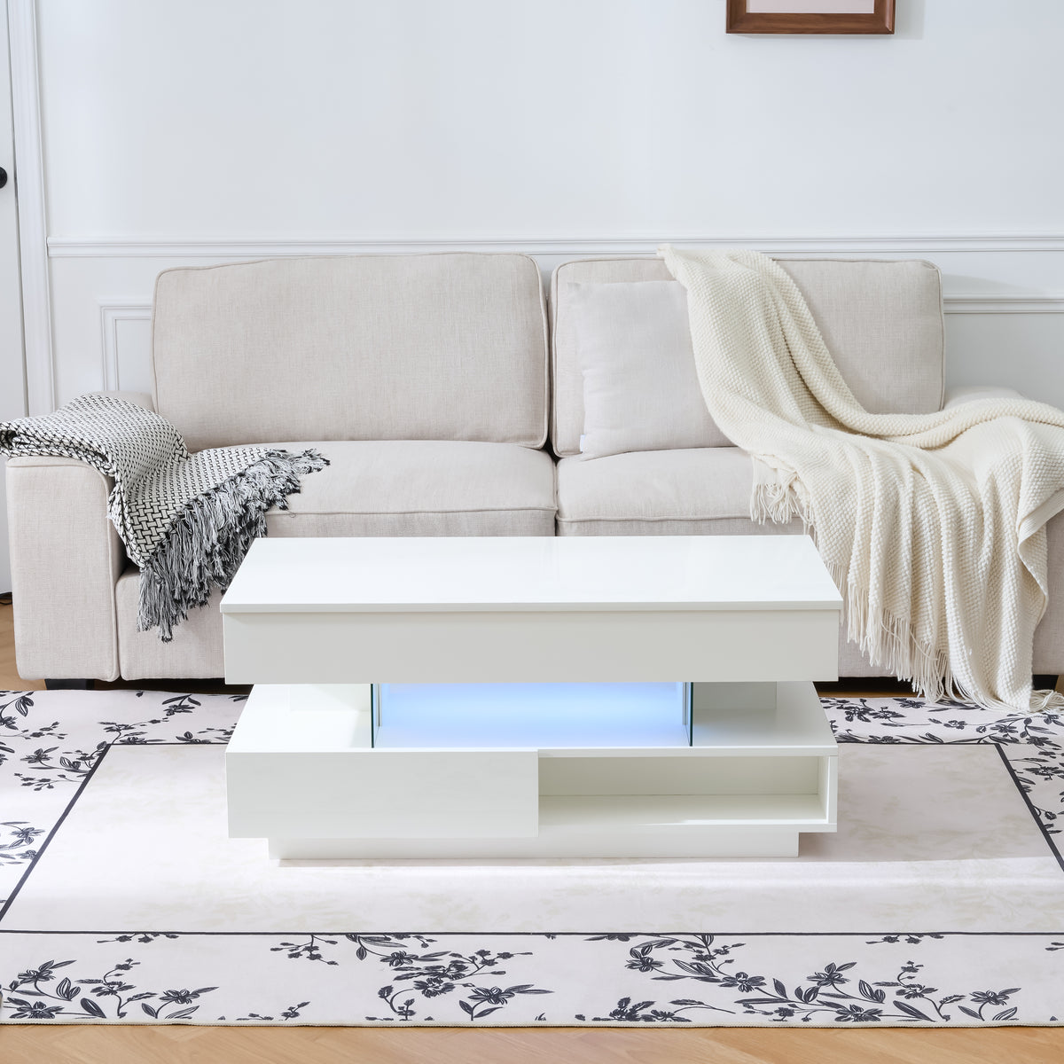 Aureon 39" Modern Lift Top Coffee Table with Storage and LED Lights