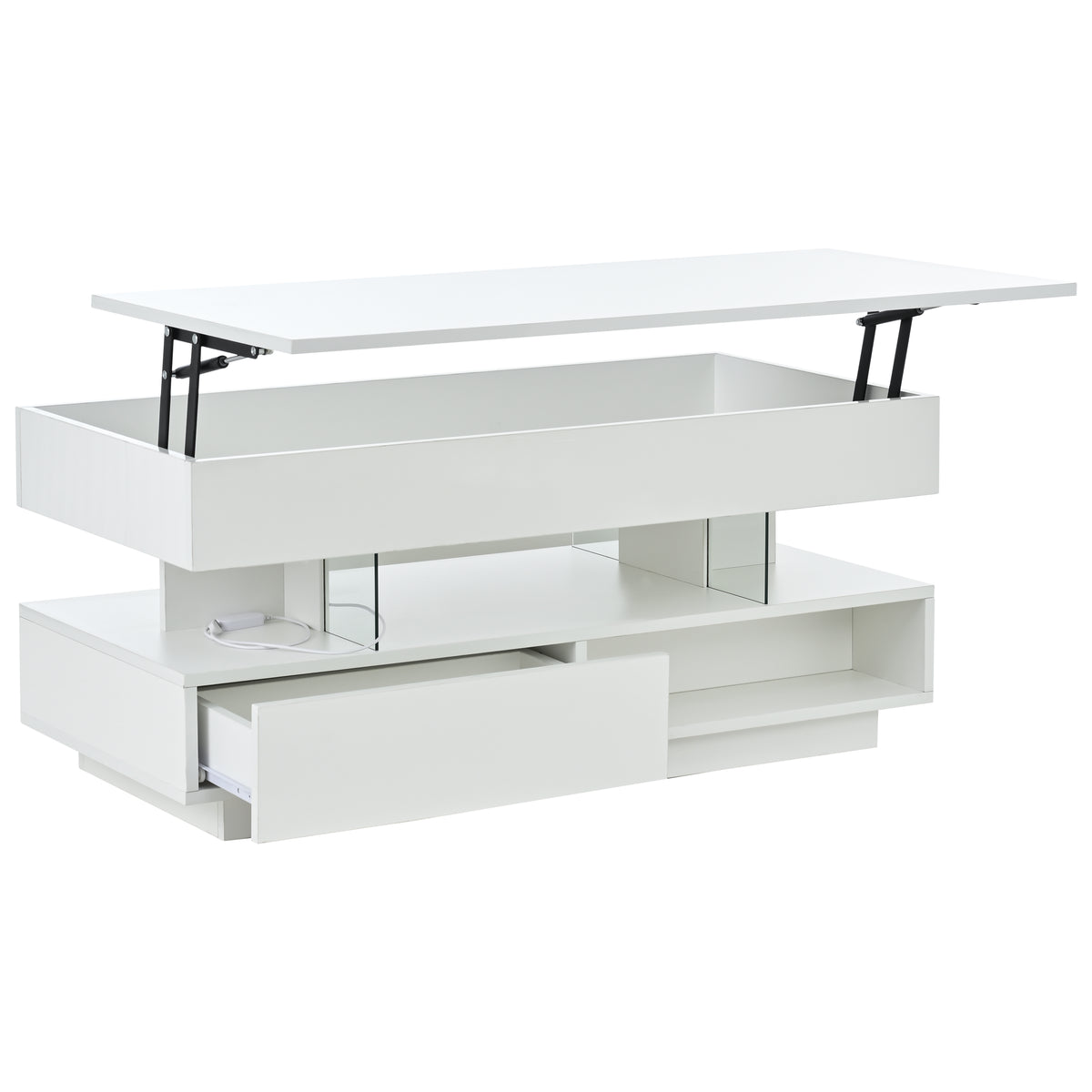 Aureon 39" Modern Lift Top Coffee Table with Storage and LED Lights