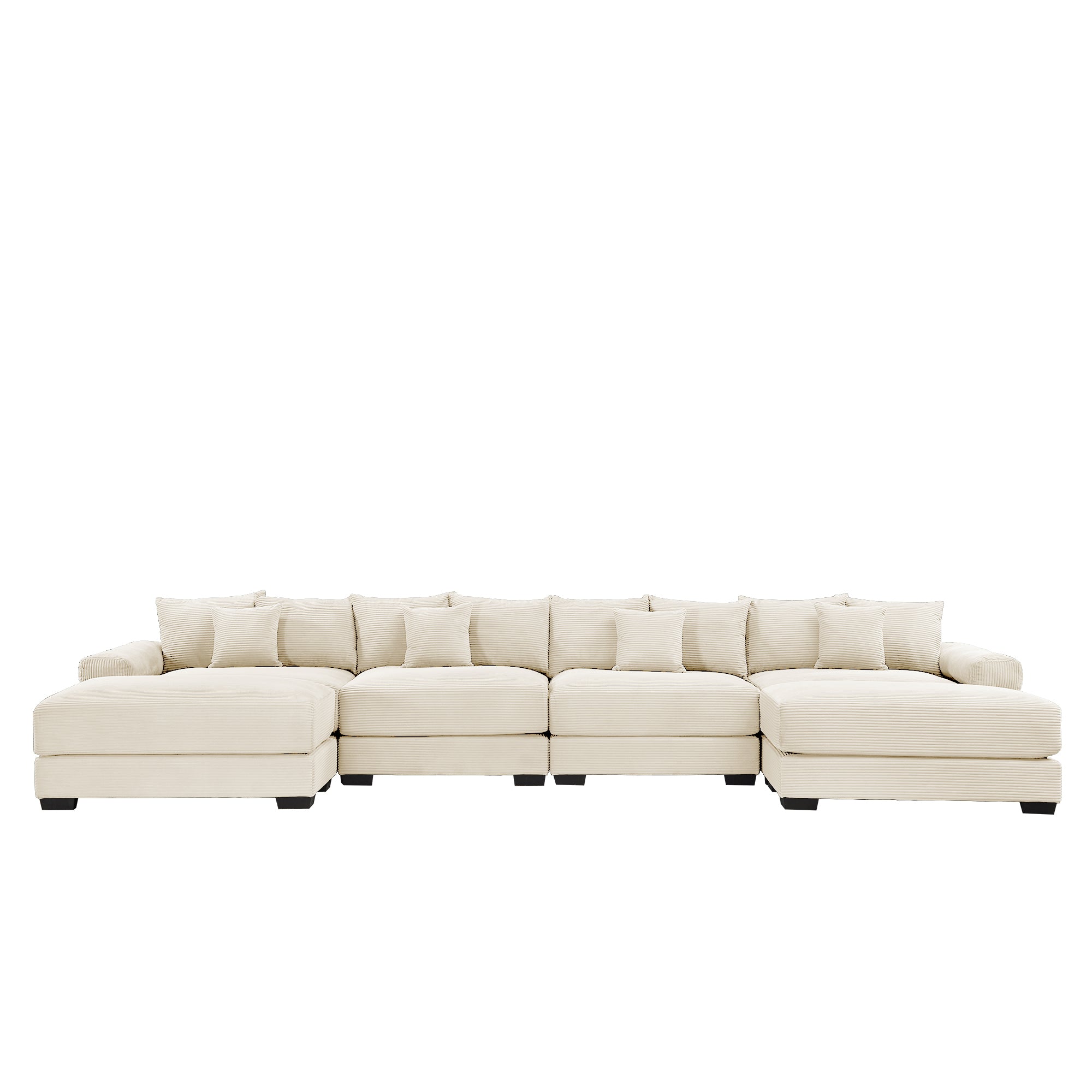 Albany 168" Modular Corduroy Cloud U-Shaped Sectional Sofa with Ottomans