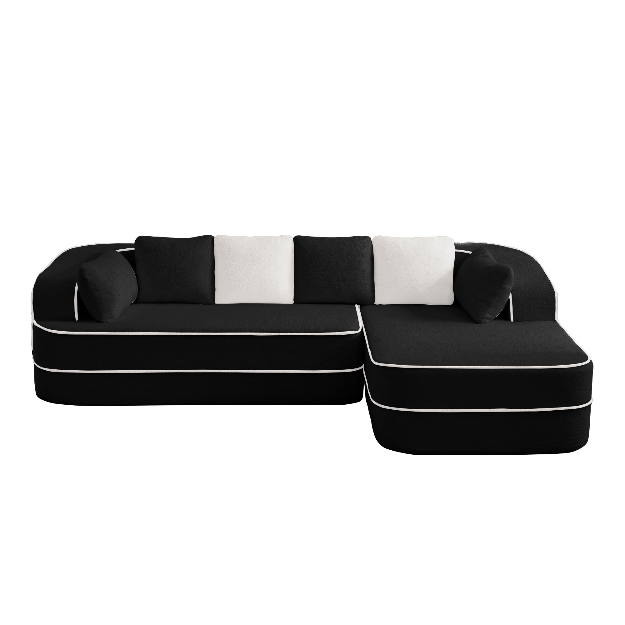 Gilbert 106" Teddy Fabric Modular Sectional Sofa with Right L-Shaped Chaise