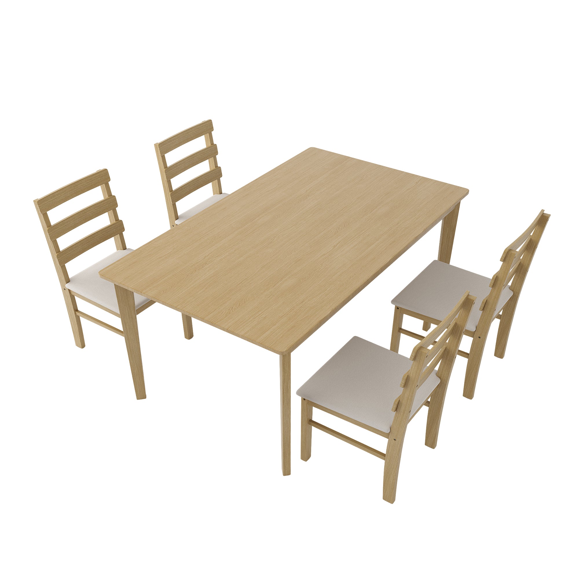 Riviera 5 Piece Modern Wooden Dining Table and Chair Set