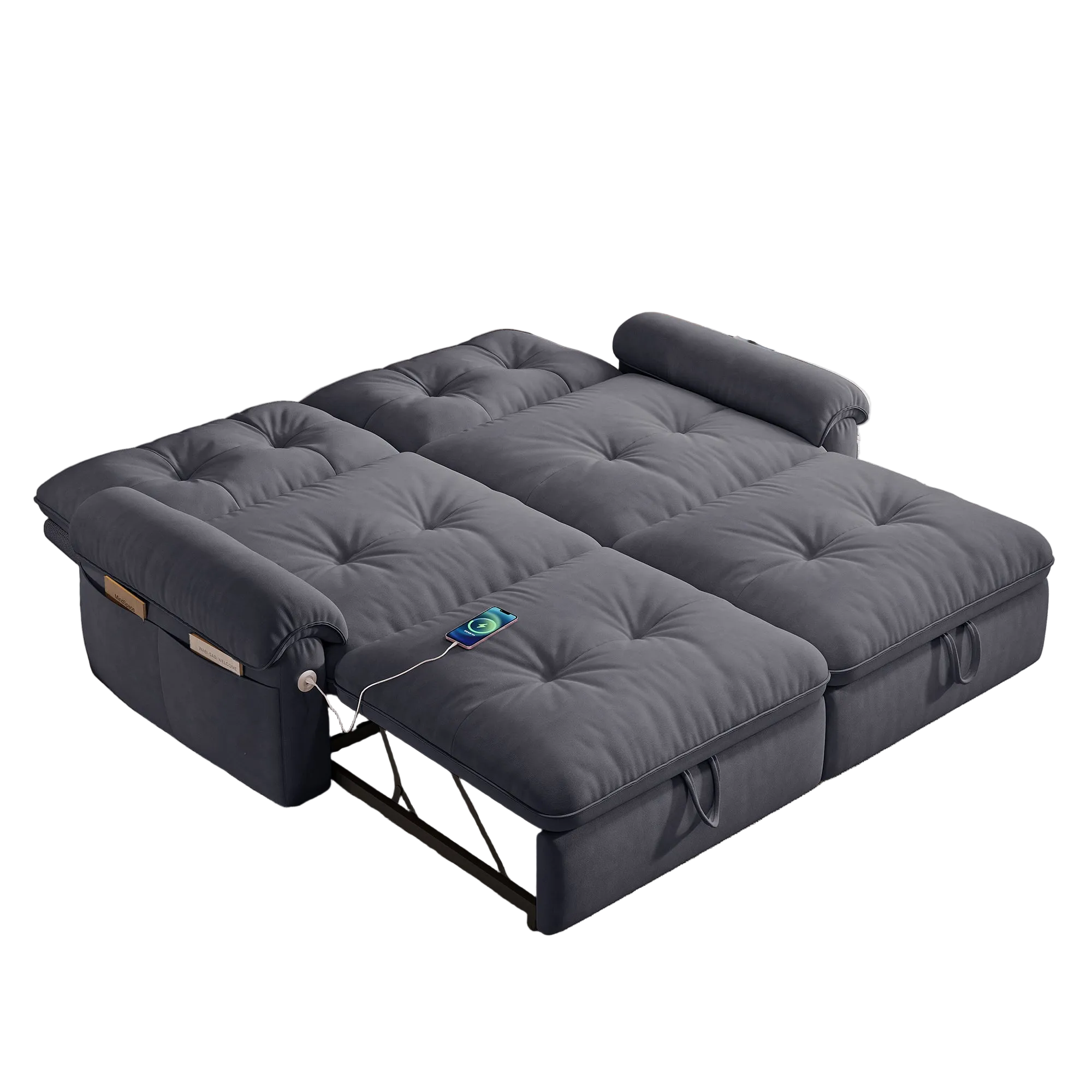 Hillcrest 77" Convertible Sofa Bed with Adjustable Backrest and Side Pockets