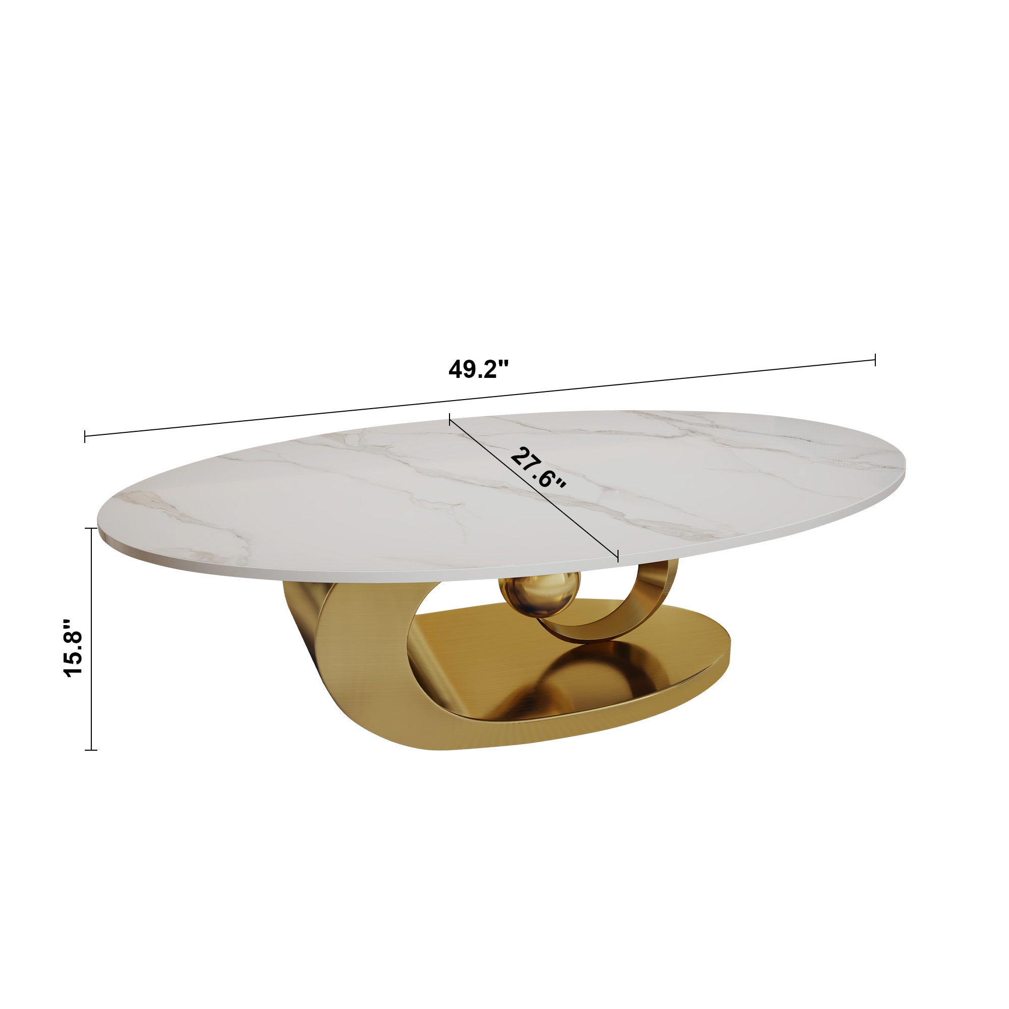 Verona Marble Sculptural Oval Coffee Table