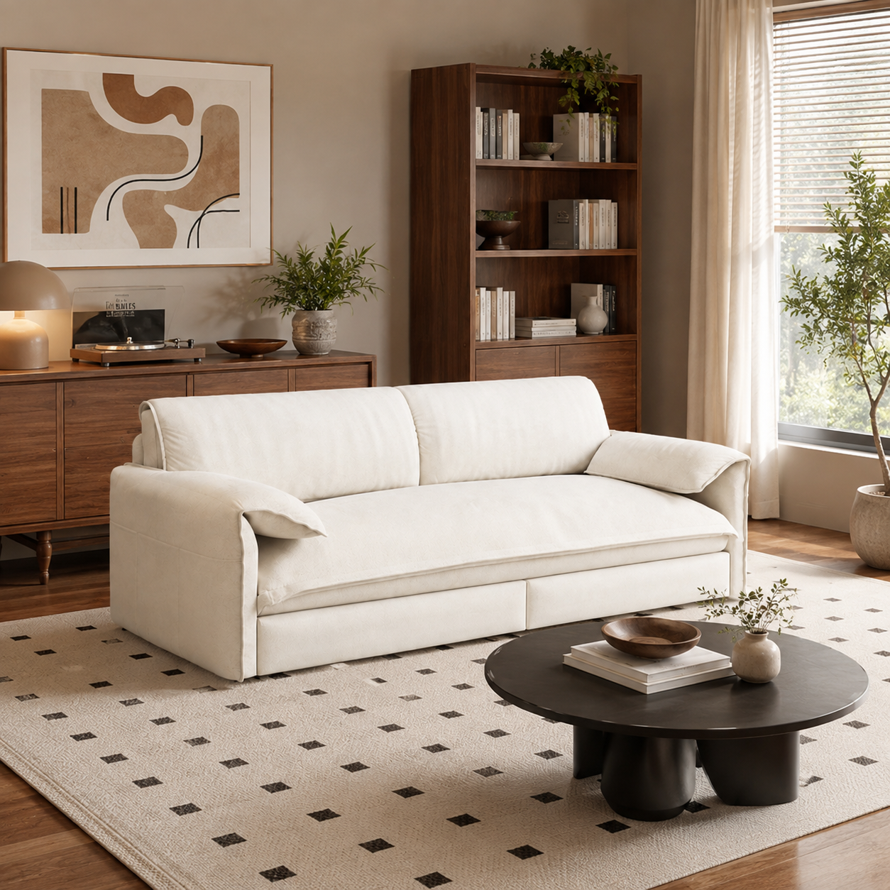 Freja 66" Velvet Convertible Sofa Bed with Pull-Out Sleeper and Side Storage