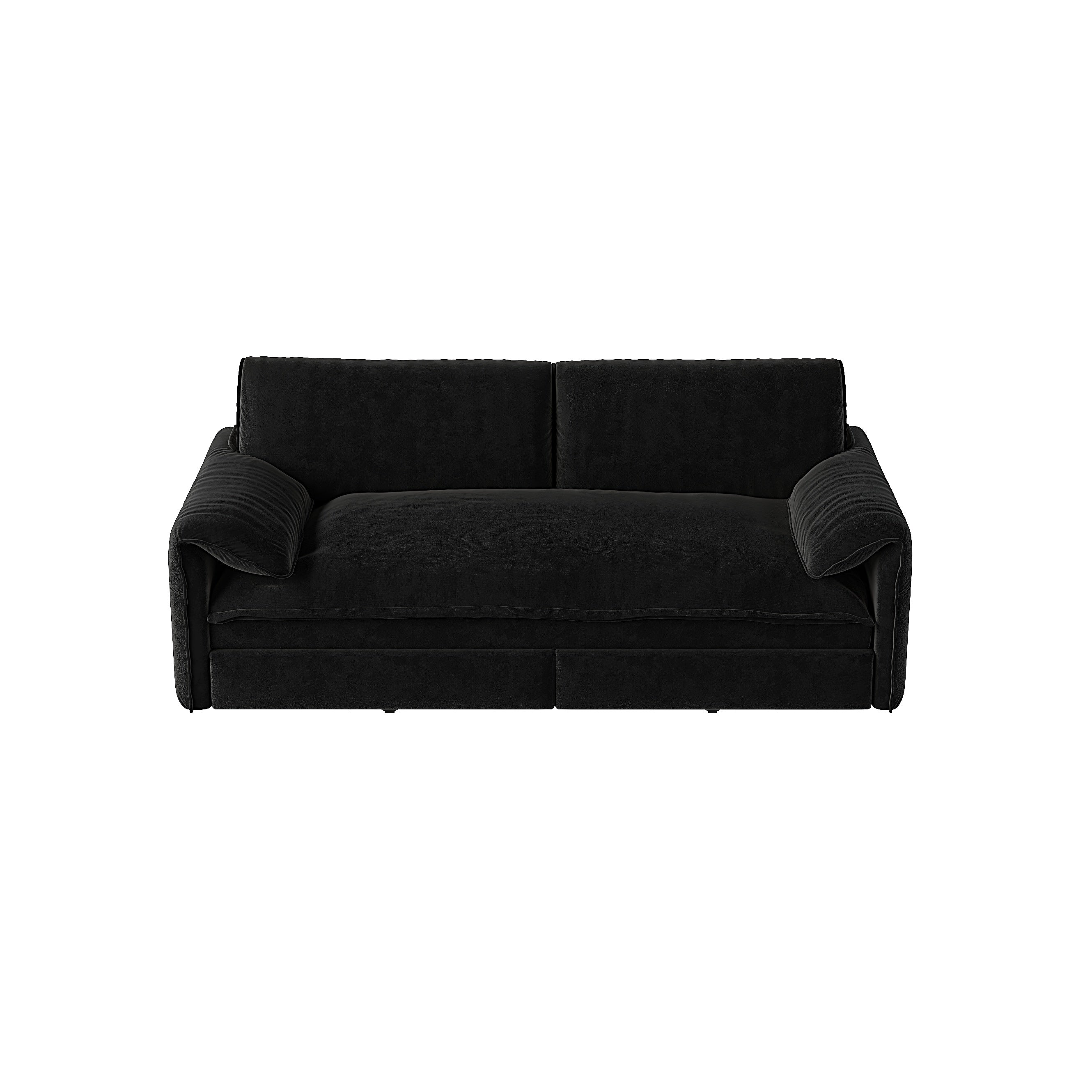 Freja 66" Velvet Convertible Sofa Bed with Pull-Out Sleeper and Side Storage