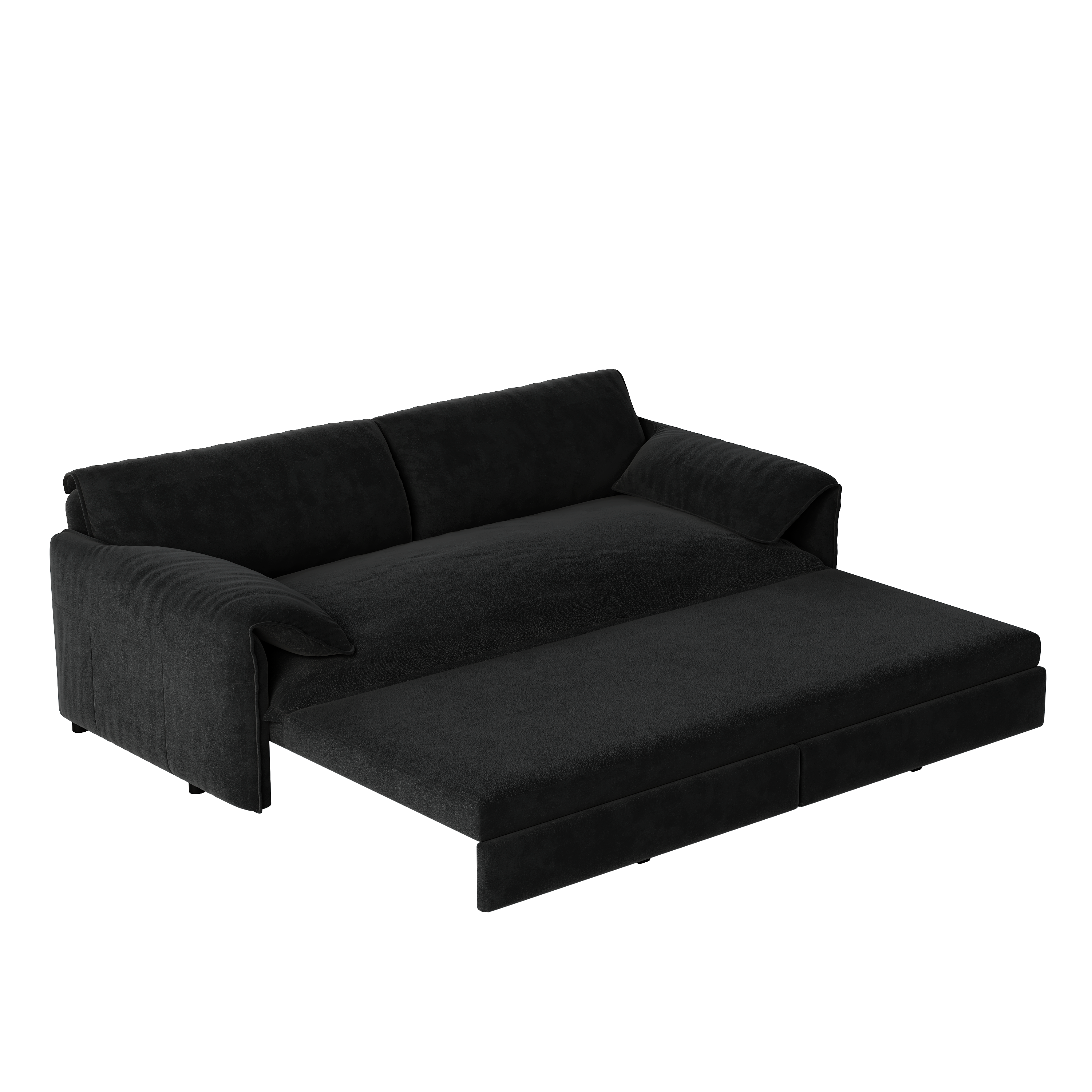 Freja 66" Velvet Convertible Sofa Bed with Pull-Out Sleeper and Side Storage