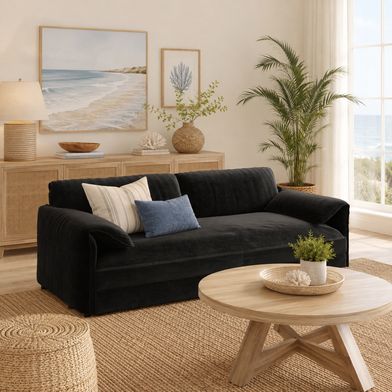 Freja 66" Velvet Convertible Sofa Bed with Pull-Out Sleeper and Side Storage
