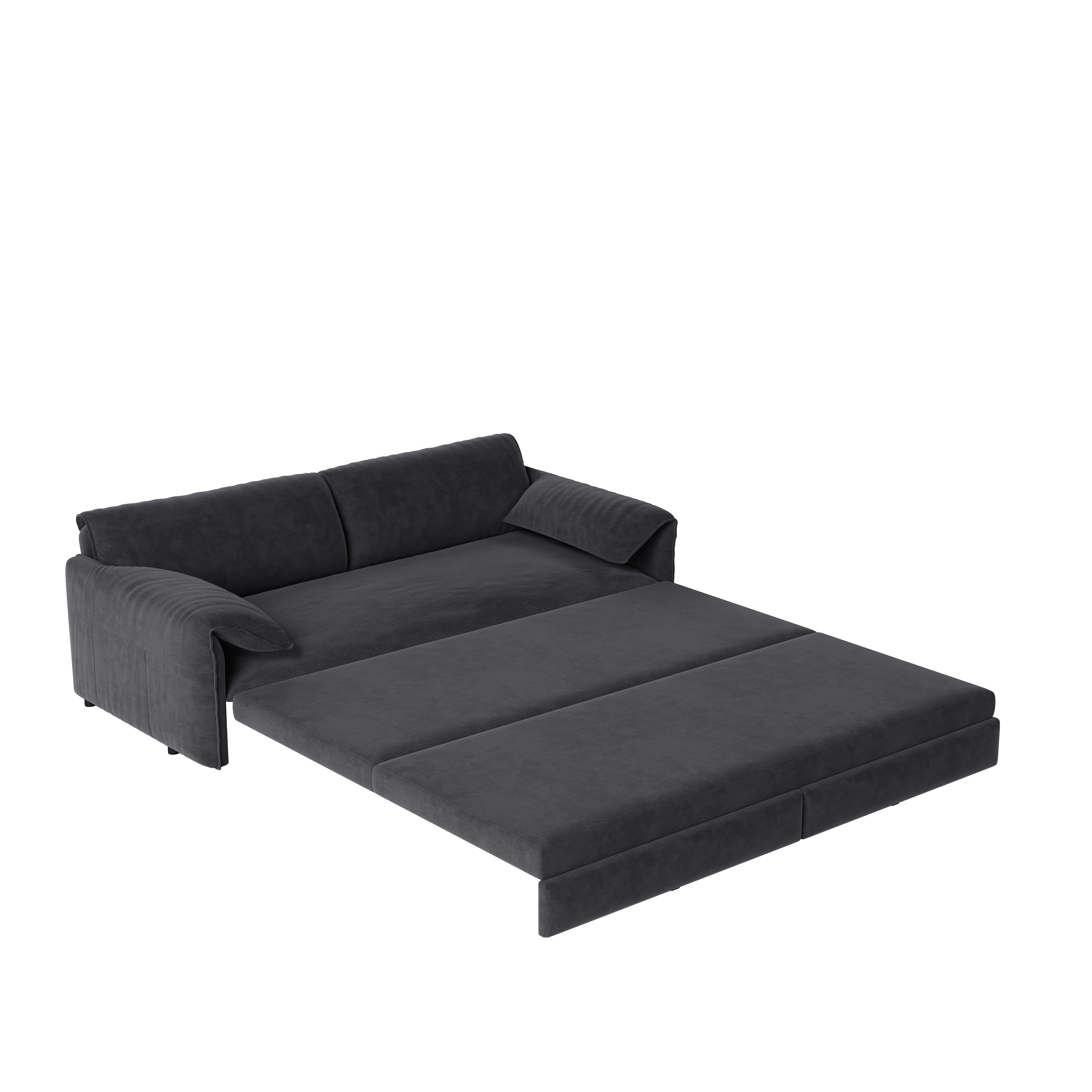 Freja 66" Velvet Convertible Sofa Bed with Pull-Out Sleeper and Side Storage