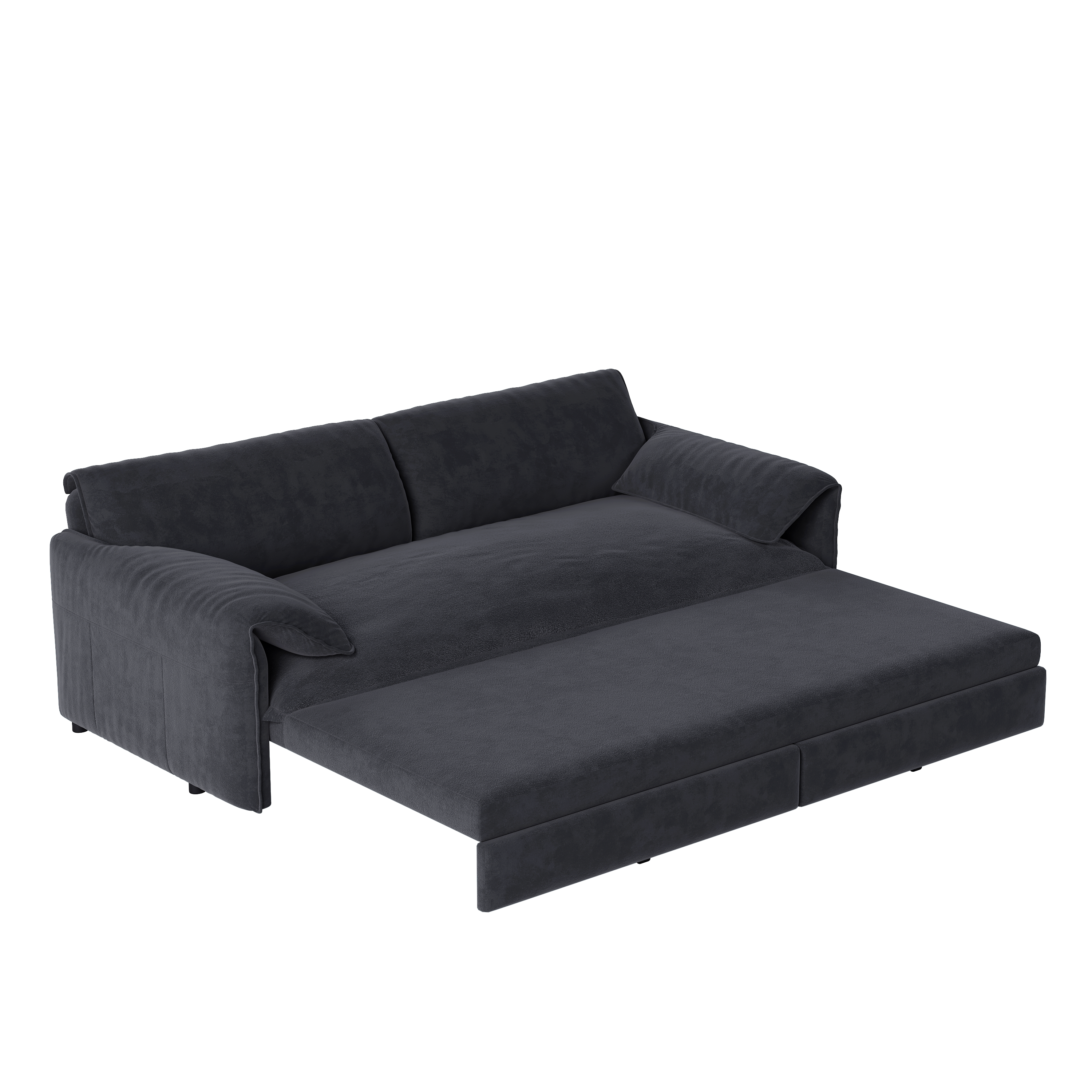 Freja 66" Velvet Convertible Sofa Bed with Pull-Out Sleeper and Side Storage