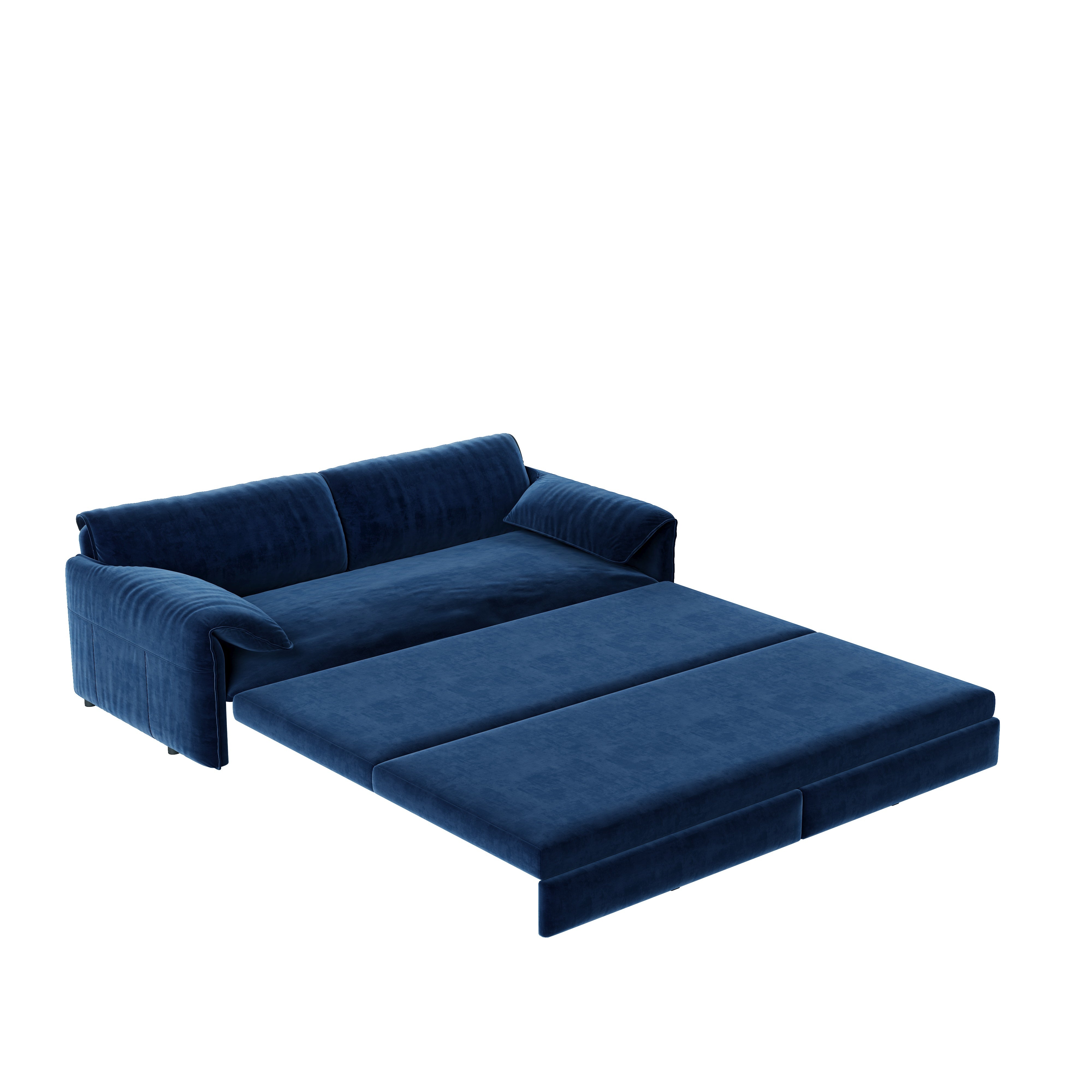 Freja 66" Velvet Convertible Sofa Bed with Pull-Out Sleeper and Side Storage