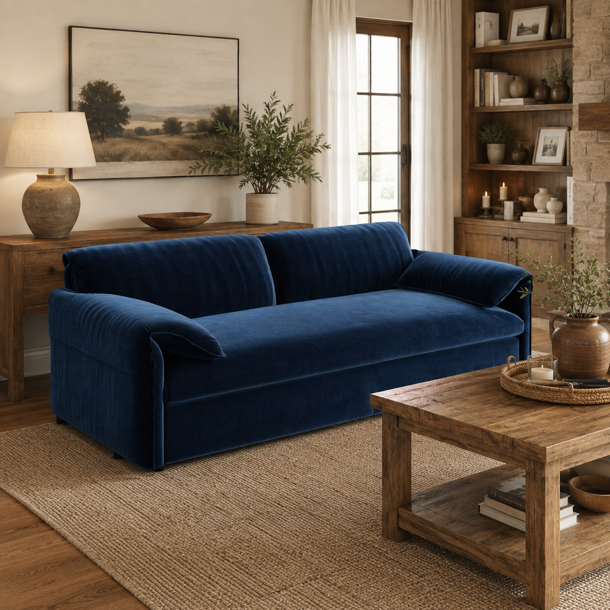 Freja 66" Velvet Convertible Sofa Bed with Pull-Out Sleeper and Side Storage