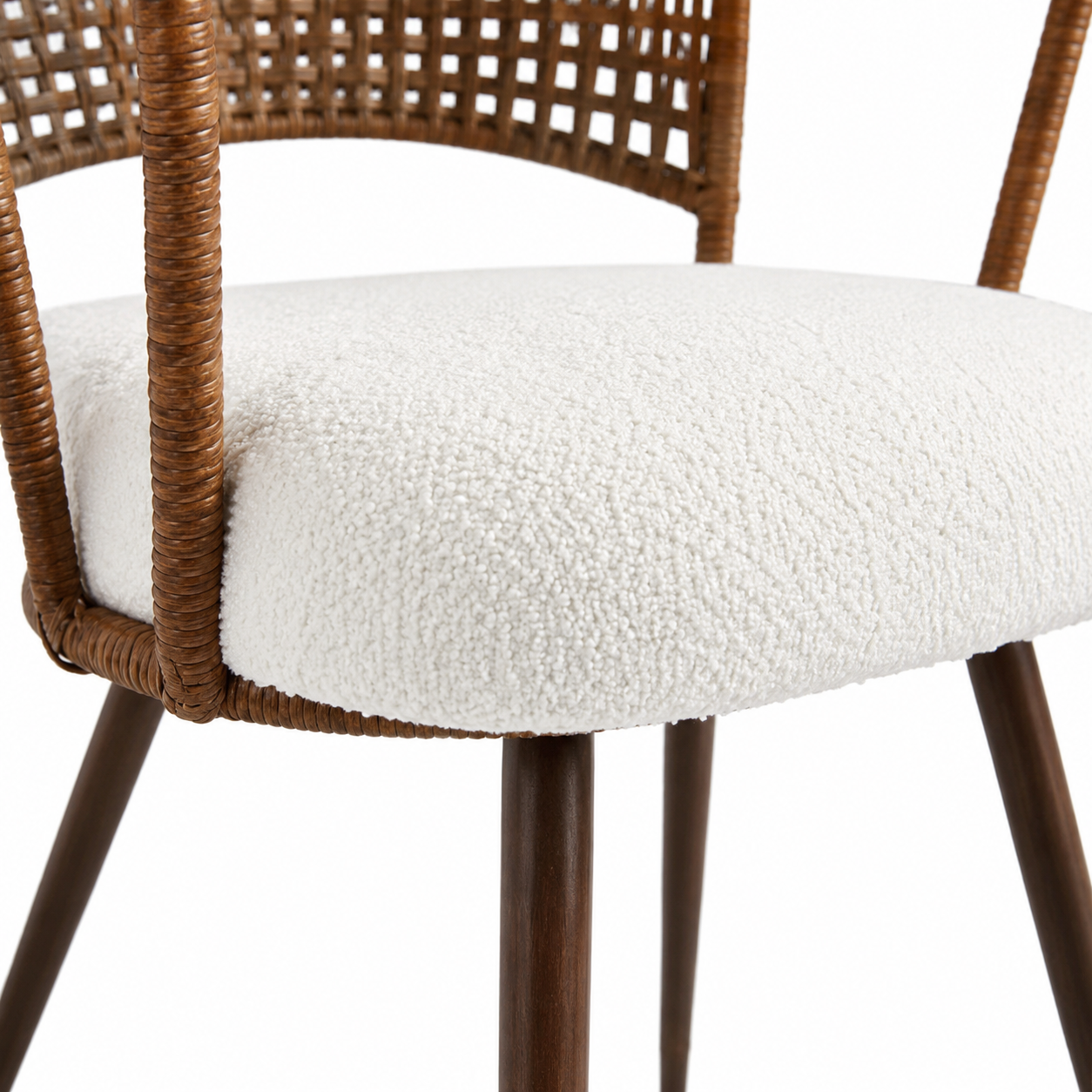 Adige Woven Rattan Dining Chairs with Wraparound Arms Set of 2