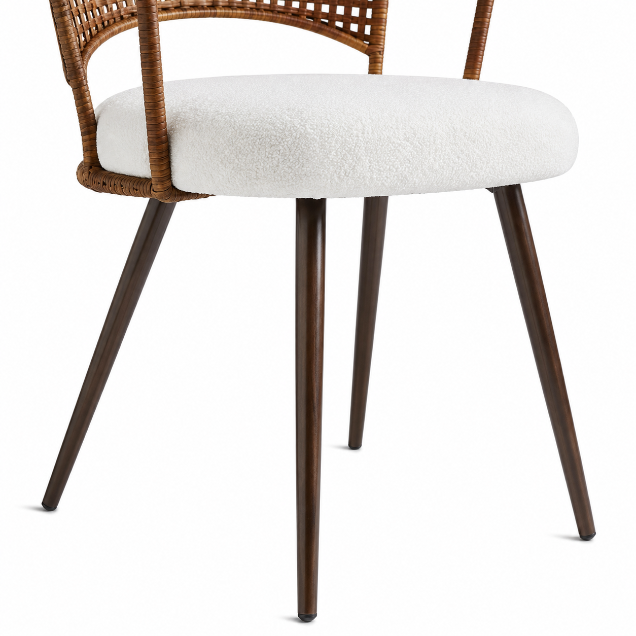 Adige Woven Rattan Dining Chairs with Wraparound Arms Set of 2