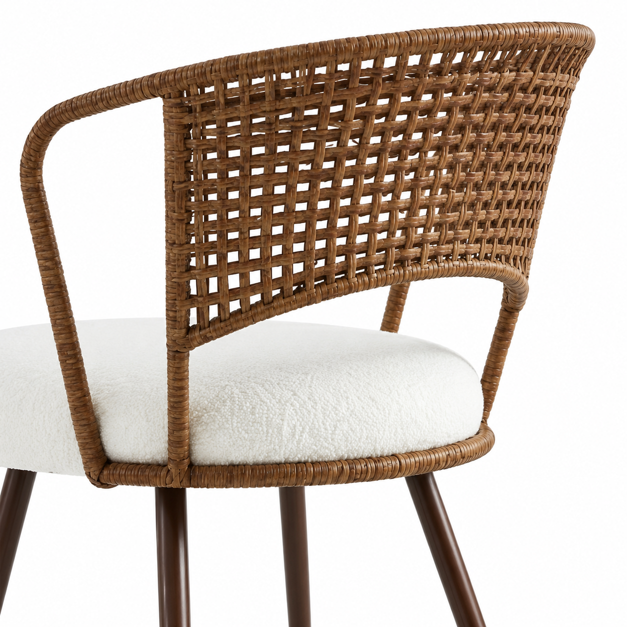 Adige Woven Rattan Dining Chairs with Wraparound Arms Set of 2