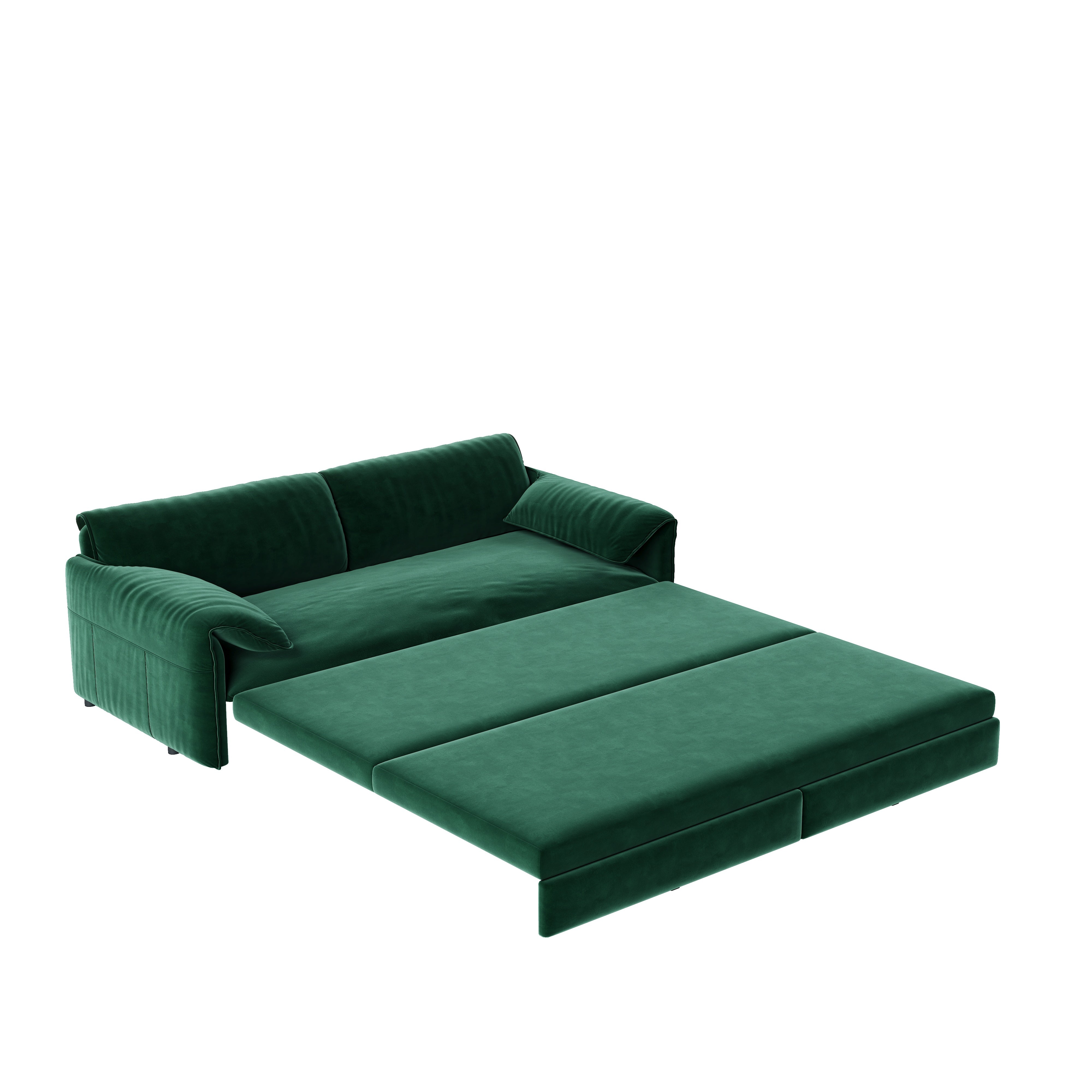 Freja 66" Velvet Convertible Sofa Bed with Pull-Out Sleeper and Side Storage
