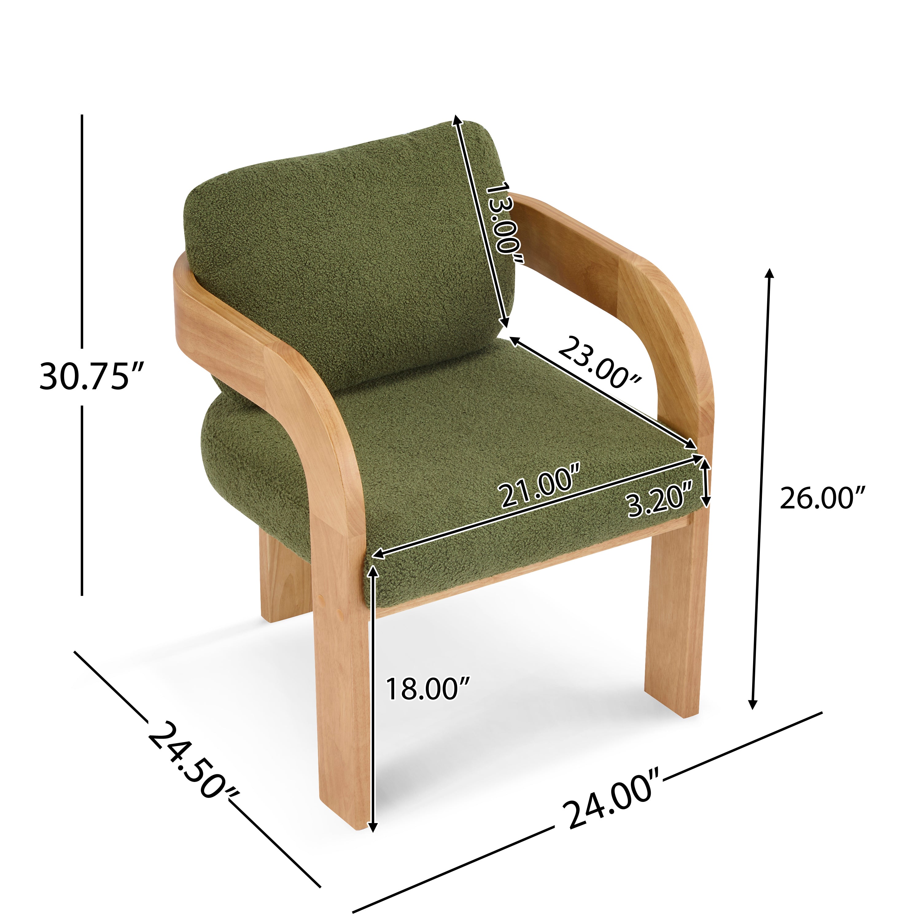 Wakatipu Boucle Dining Armchairs with Solid Rubberwood Frame Set of 2