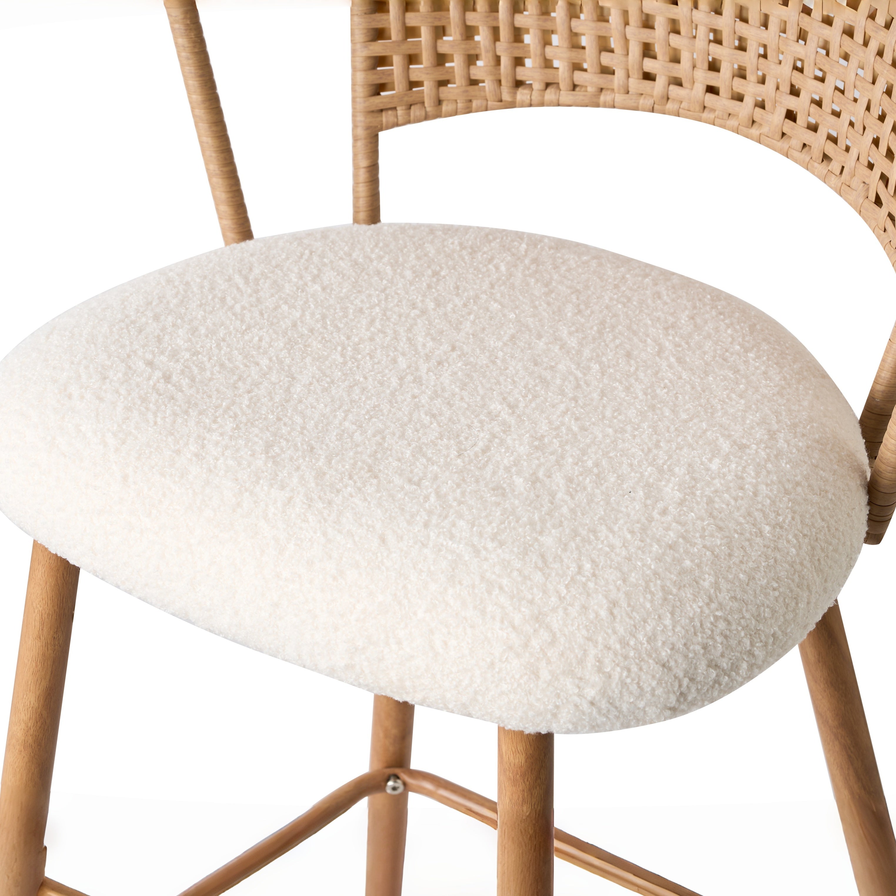 Adige 27" Woven Rattan Back Counter Height Bar Stools with Teddy Seat Set of 2