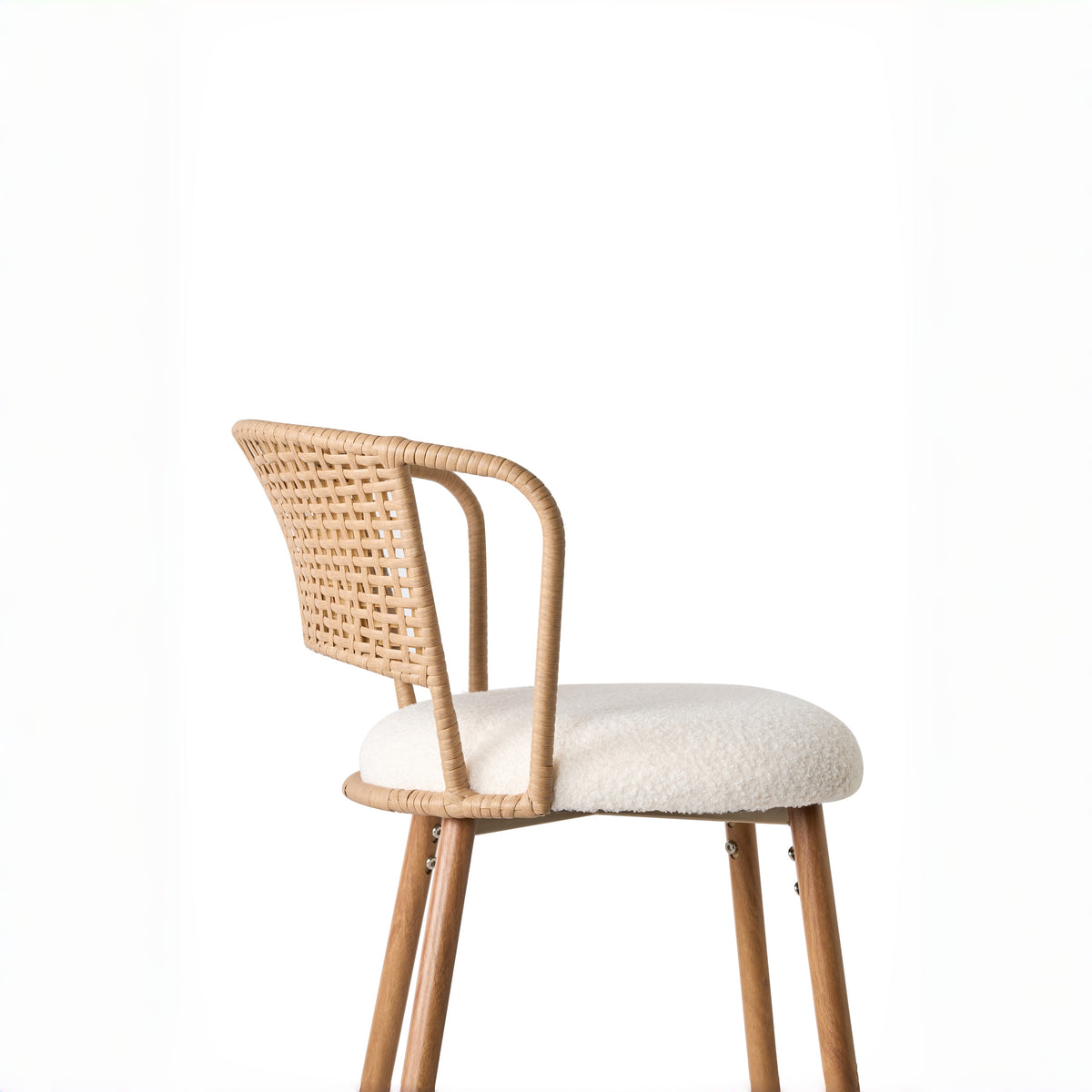 Adige 27" Woven Rattan Back Counter Height Bar Stools with Teddy Seat Set of 2
