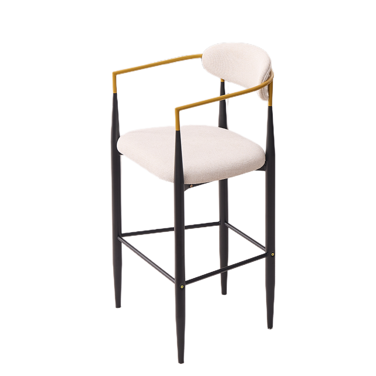 Bandol 30" Linen-Look Bar Height Stools with Arms and Leveling Feet Set of 2
