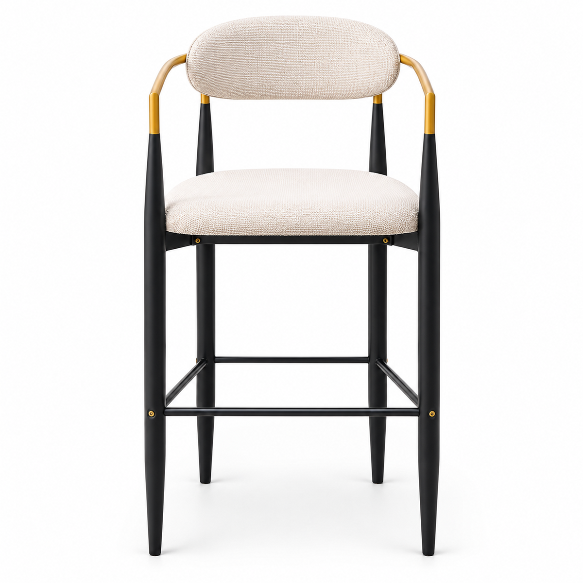 Bandol 30" Linen-Look Bar Height Stools with Arms and Leveling Feet Set of 2
