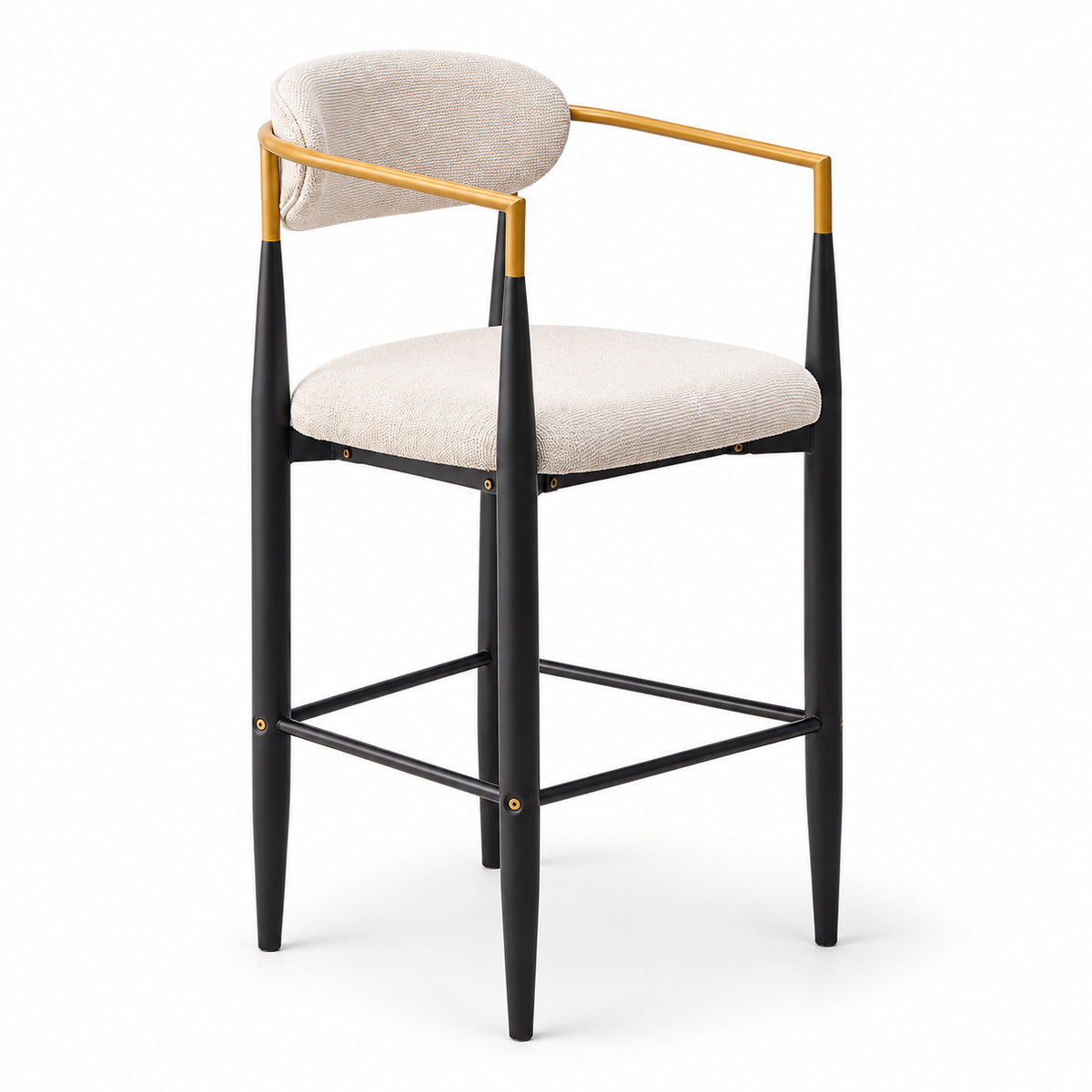 Bandol 30" Linen-Look Bar Height Stools with Arms and Leveling Feet Set of 2